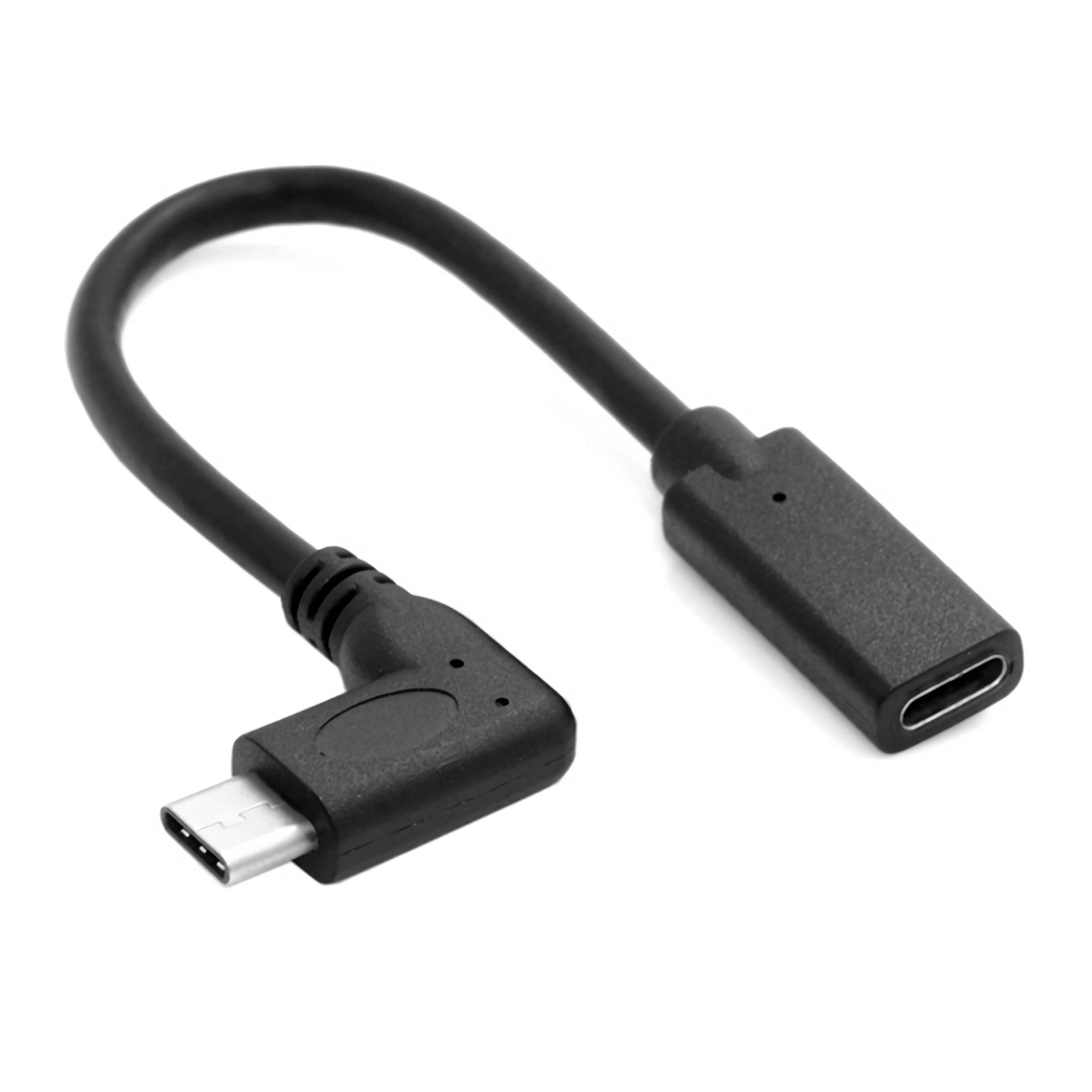 Bolwins H50 20cm USB Typ C Stecker auf Buchse Verlängerung abgewinkelt Kabel USB-Kabel, USB Typ C 3.1 Stecker (90° abgewinkelt), USB Typ C 3.1 Buchse (20 cm), OTG-fähig, 90-Grad-Winkelstecker, Plug & Play, kompakte Bauform
