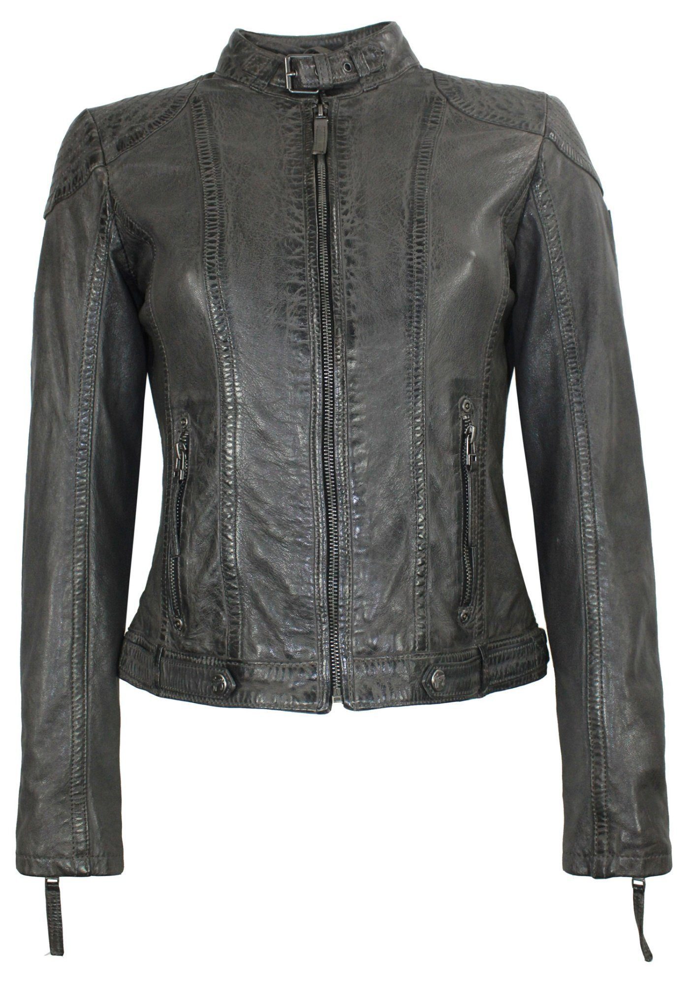 Mauritius Lederjacke Cacey LEGV mit abnehmbarem Kapuzen-Sweateinsatz & aufwendigen Biker-Details – Bild 2 von 5
