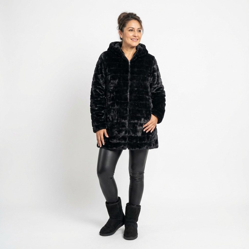 Cherry Berry Steppjacke Damen Wende Jacke in Schwarz warm & weich in den Gr günstig online kaufen