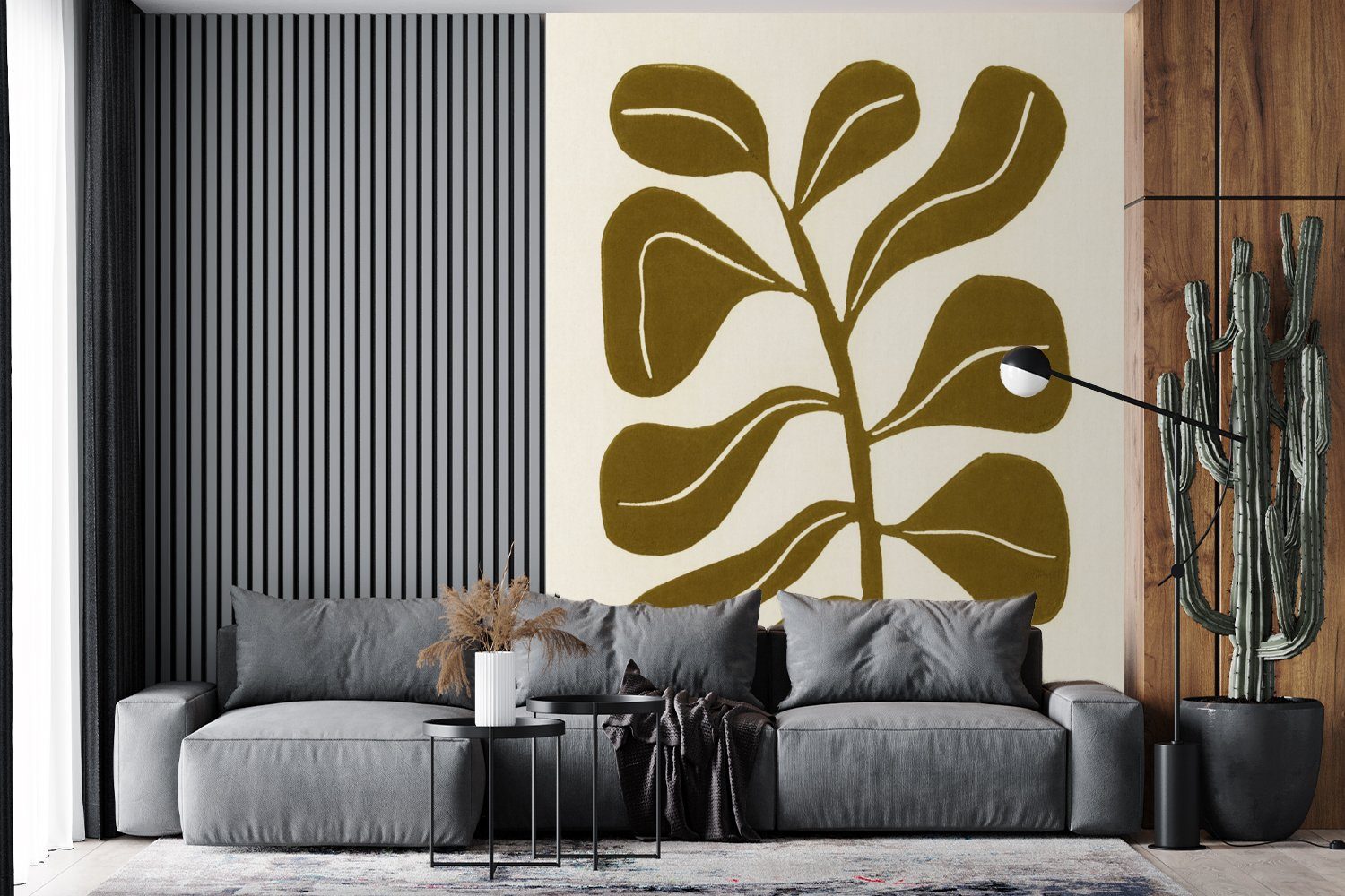 Pflanze für Pastell Matt, St), - Wohnzimmer, Fototapete Tapete - Wandtapete Vinyl bedruckt, Blatt, Montagefertig - MuchoWow (4 Blume