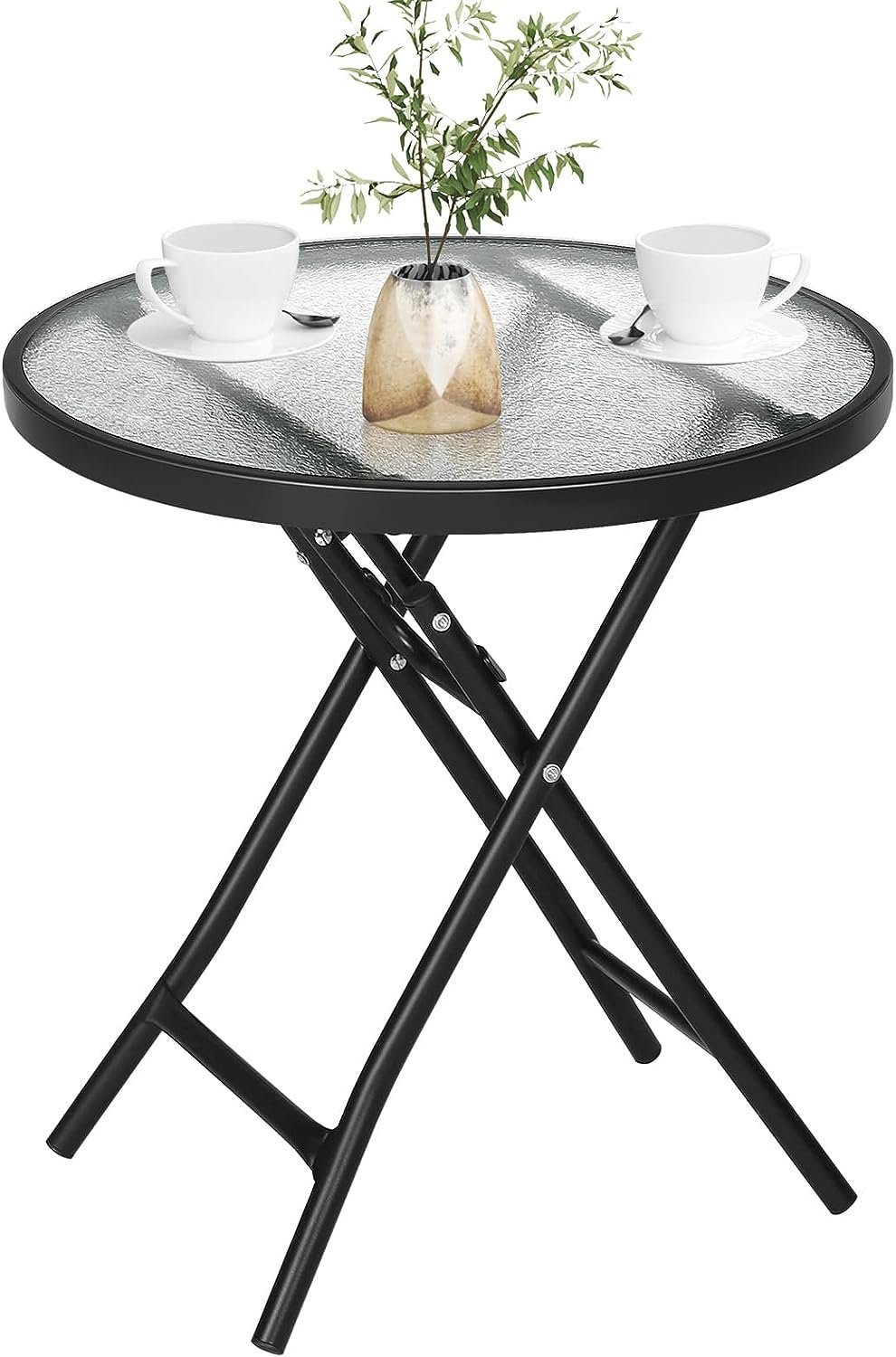 EUGAD Gartentisch (1-St), Klapptisch mit Metallrahmen, aus gehärtetem Glas günstig online kaufen