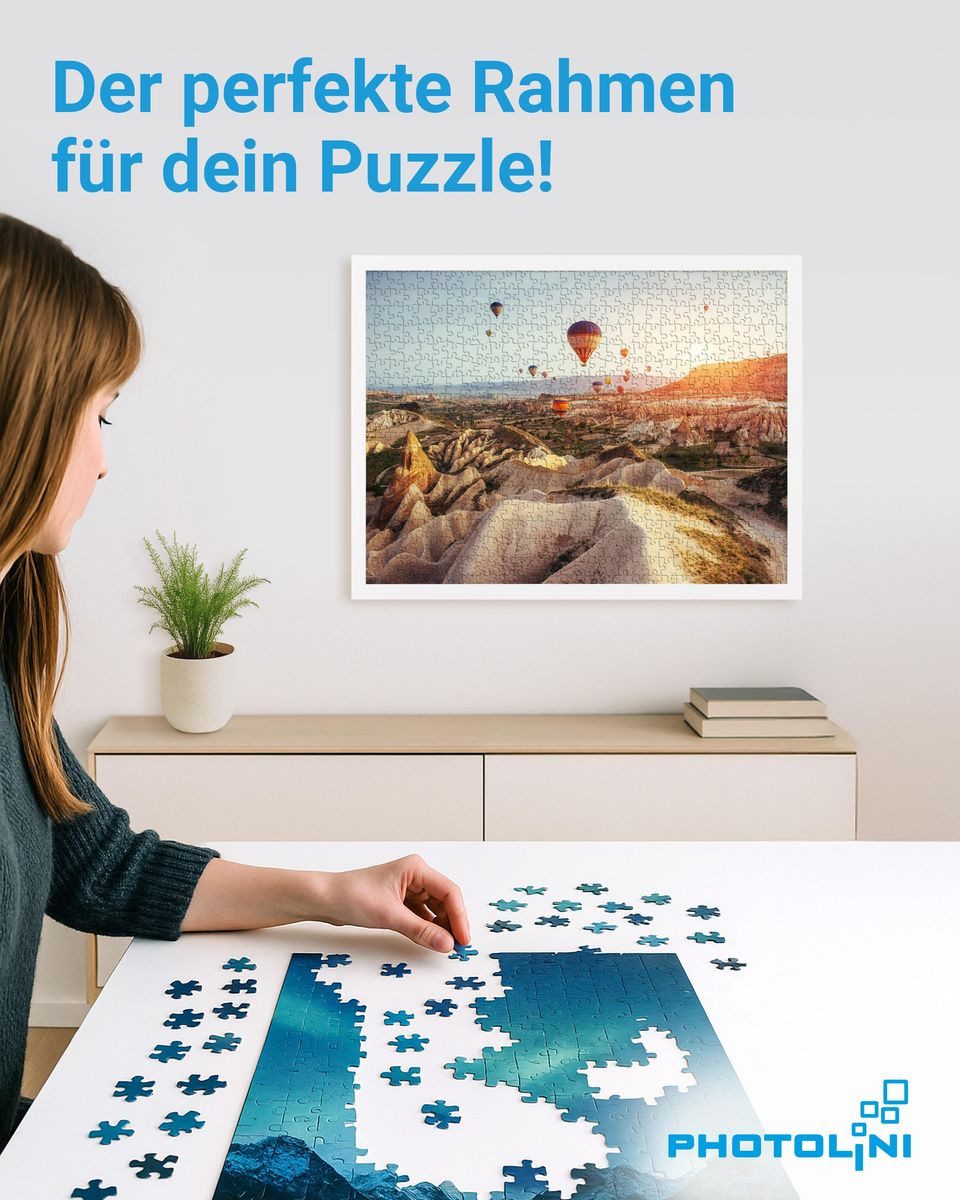 PHOTOLINI Bilderrahmen für Puzzle, Puzzlerahmen mit Acrylglas zum Aufhängen, für 1 Bilder (1 Einzelrahmen), 1000 Teile im Endformat 48x64 cm – Bild 2 von 5