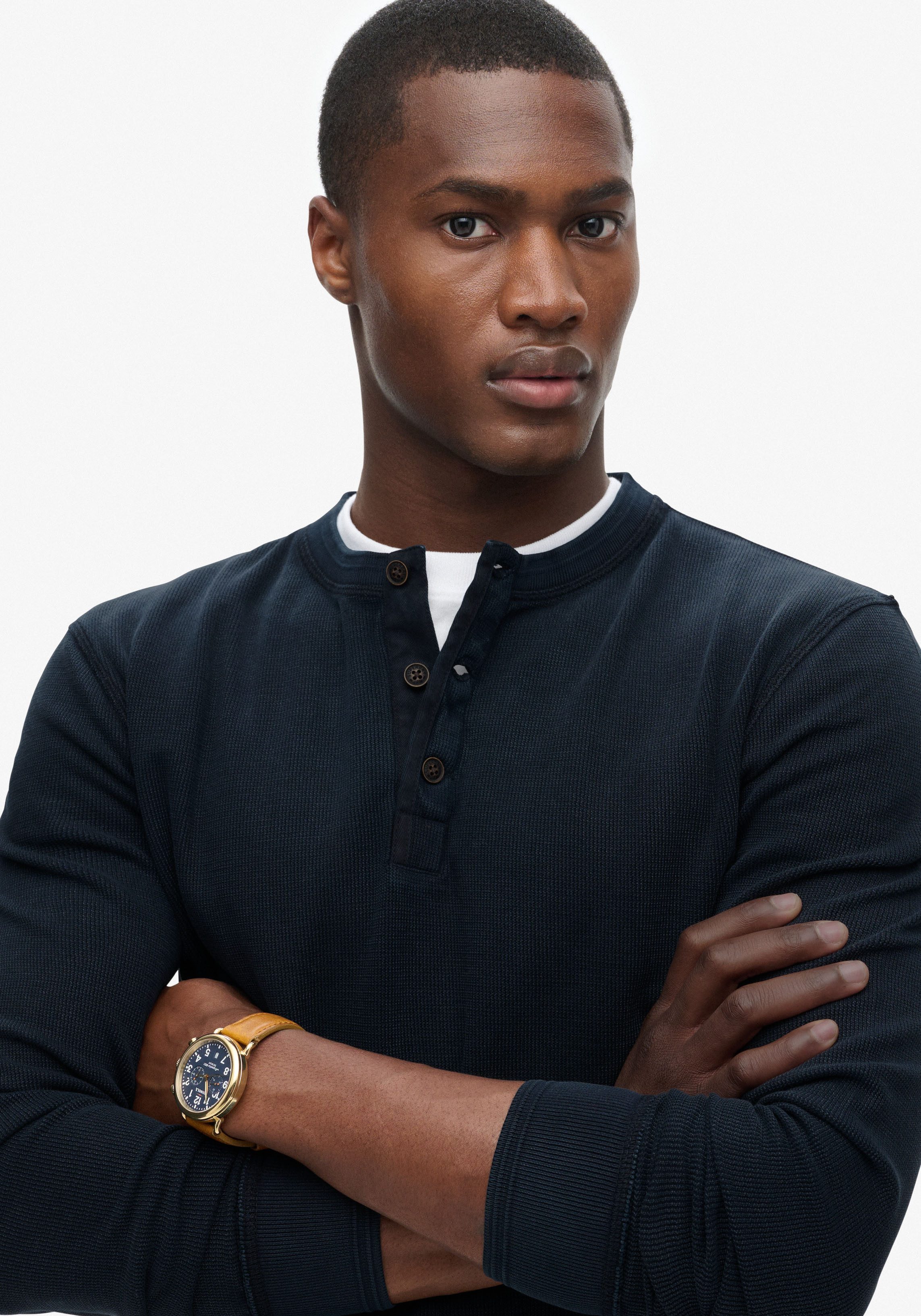 Superdry Langarmshirt Vintage Textured Grandad Top im Henley-Stil günstig online kaufen
