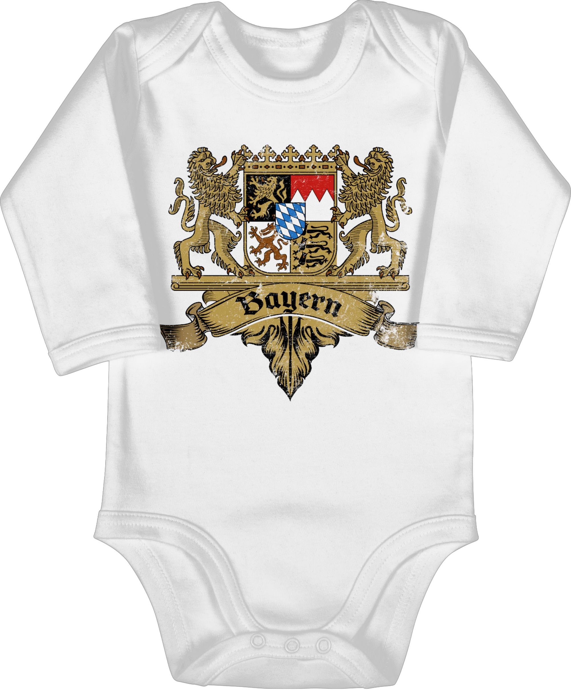 Shirtracer Shirtbody Bayern Wappen Bayernland Freistaat Bayern Mode für Oktoberfest Baby Outfit 2 Weiß