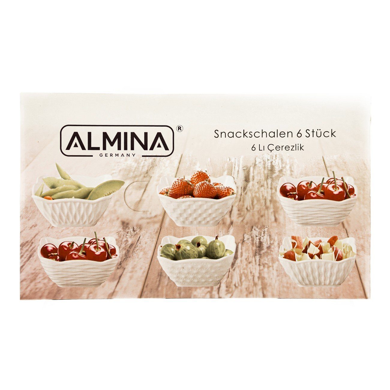 Almina Snackschale 6er Muster Snackschalen-Set Porzellan mit 200 Servierschale Weiß ml