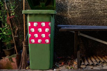 MuchoWow Wandsticker Knoblauch - Gemüse - Muster - Rot (1 St), Mülleimer-aufkleber, Mülltonne, Sticker, Container, Abfalbehälter