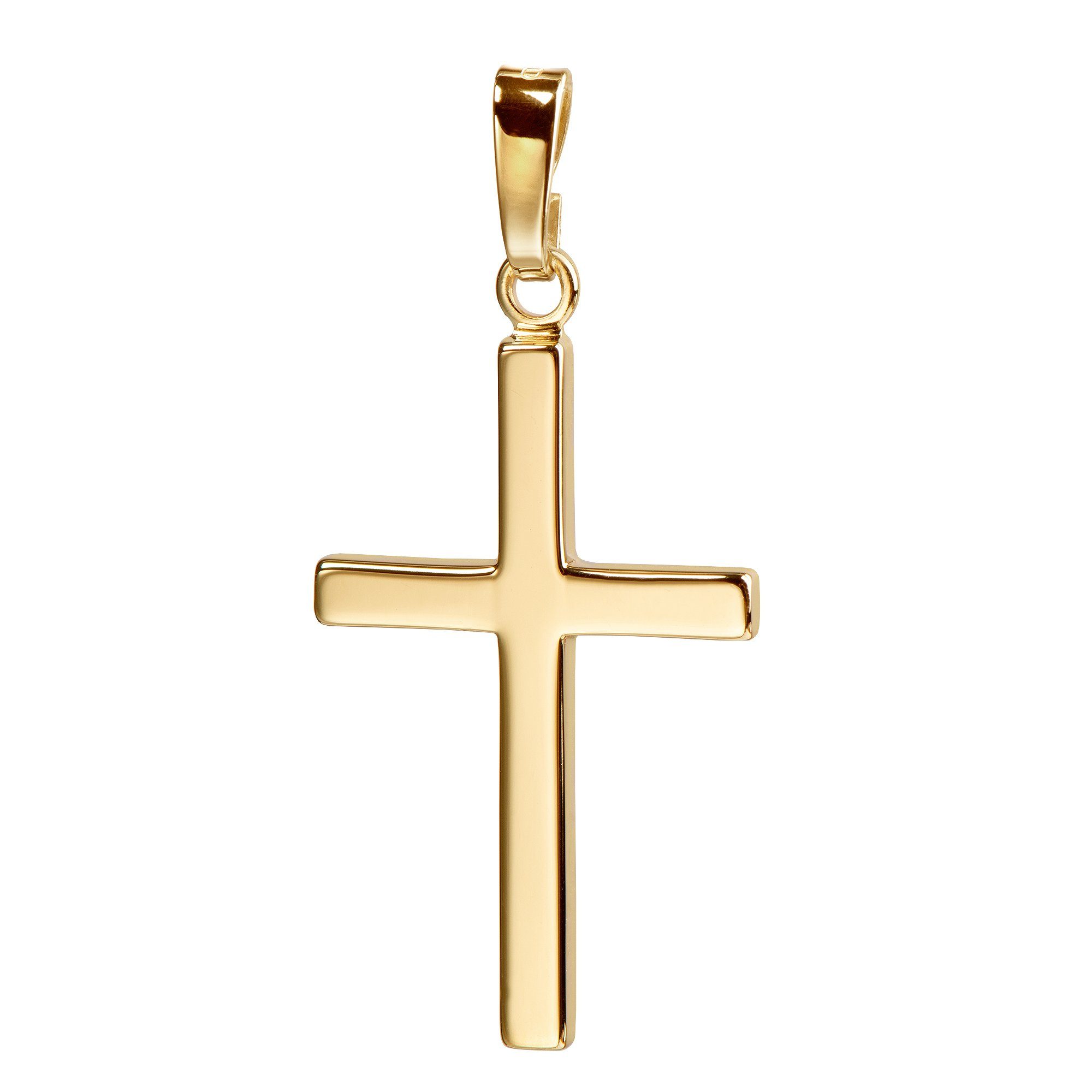 JEVELION Kreuzkette Kreuzanhänger 333 Gold - Made in Germany (Goldkreuz,  für Damen und Herren), Mit Kette vergoldet- Länge wählbar 36 - 70 cm oder  ohne Kette.