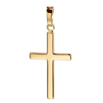 JEVELION Kreuzkette Kreuzanhänger 585 Goldkreuz - Made in Germany (Goldanhänger, für Damen und Herren), Mit Kette vergoldet- Länge wählbar 36 - 70 cm oder ohne Kette.