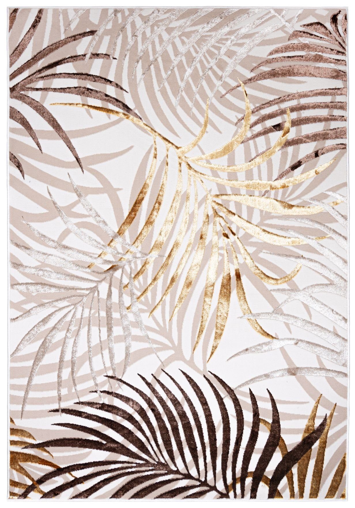 Mazovia Designteppich Modern Teppich für Wohnzimmer- Beige Creme mit Gold, günstig online kaufen