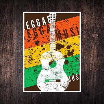 wandmotiv24 Poster Musik, Gitarre, Reggae, Vintage (1 St), Wandbild, Wanddeko, Poster in versch. Größen