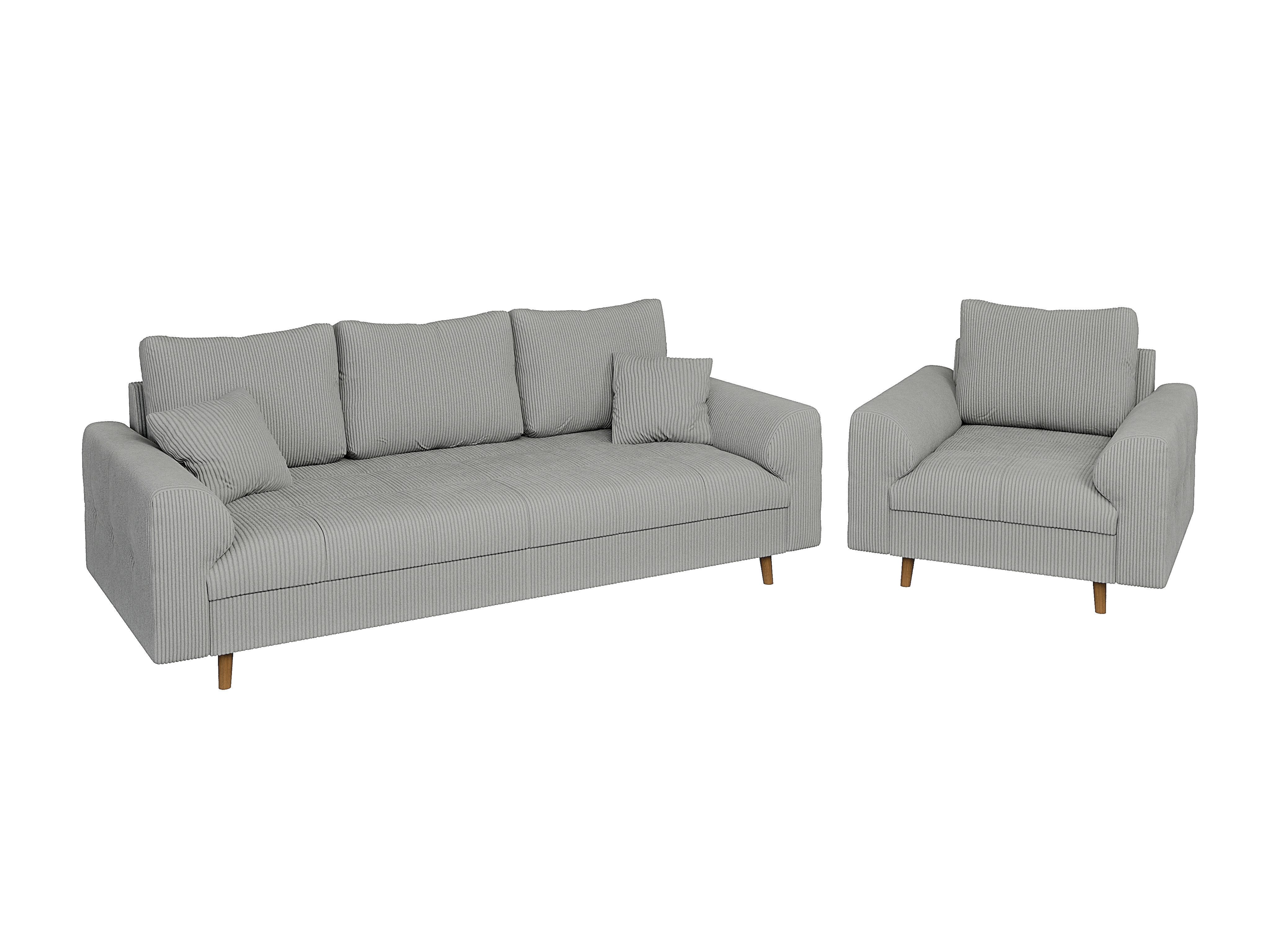 S-Style Möbel Polstergarnitur 3+1 Zara mit Braun Holzfüßen im skandinavisch günstig online kaufen