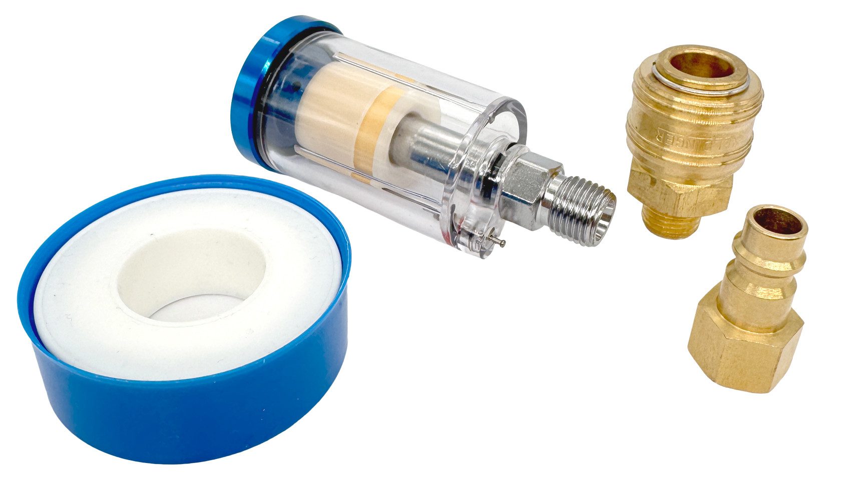 WELDINGER Kondensatsperre Wasserabscheider mini mit Schnellkupplungen für Druckluftwerkzeuge