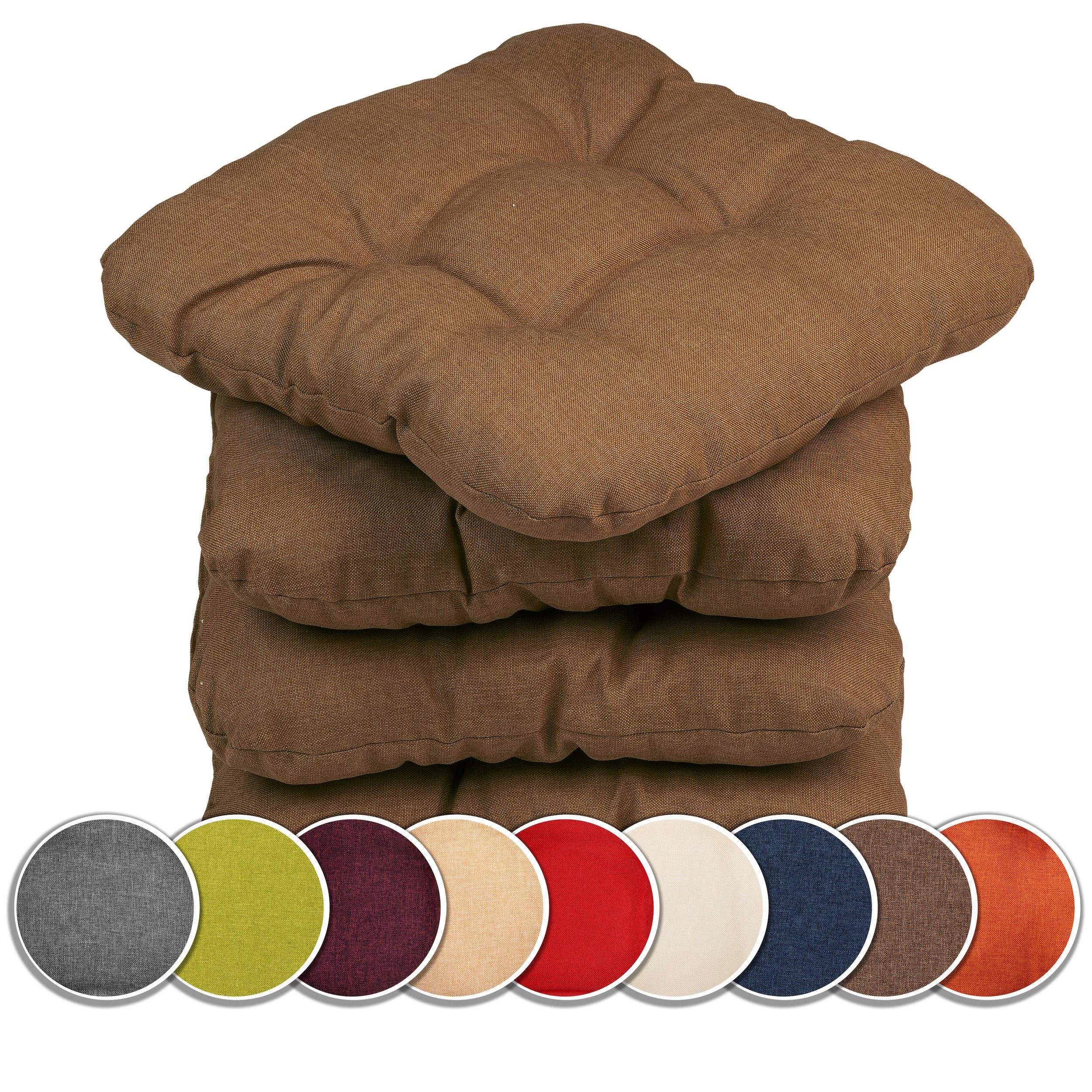 sunnypillow Stuhlkissen 4er Set Stuhlkissen 45x45 cm Bequeme 8cm, Polsterauflage Auflage für Stühle / Bänke