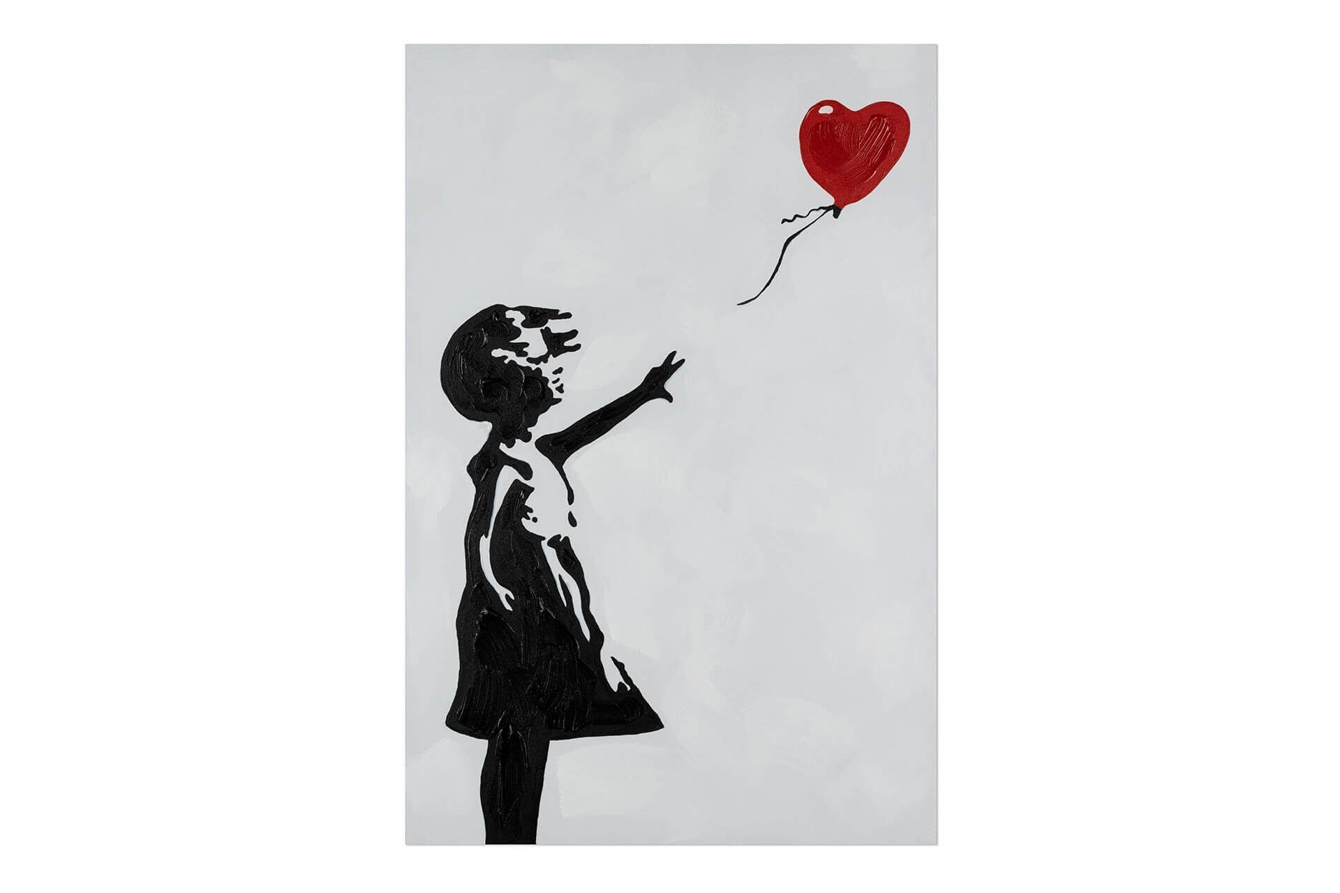 KUNSTLOFT Gemälde Banksy's Leinwandbild HANDGEMALT Wohnzimmer Balloon Heart cm, Wandbild 100% 60x90