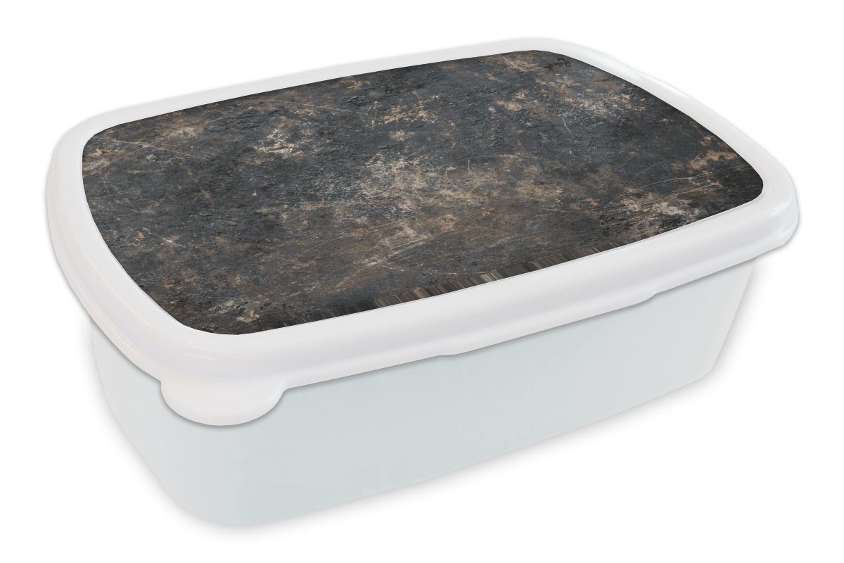 MuchoWow Lunchbox Metall - Rost - Grau, Kunststoff, (2-tlg), Brotbox für Kinder und Erwachsene, Brotdose, für Jungs und Mädchen weiß