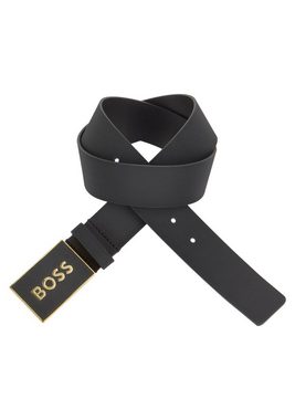 BOSS Ledergürtel Boss_Icon-S1_Sz40 mit BOSS-Logo-Prägung auf der Koppelschließe