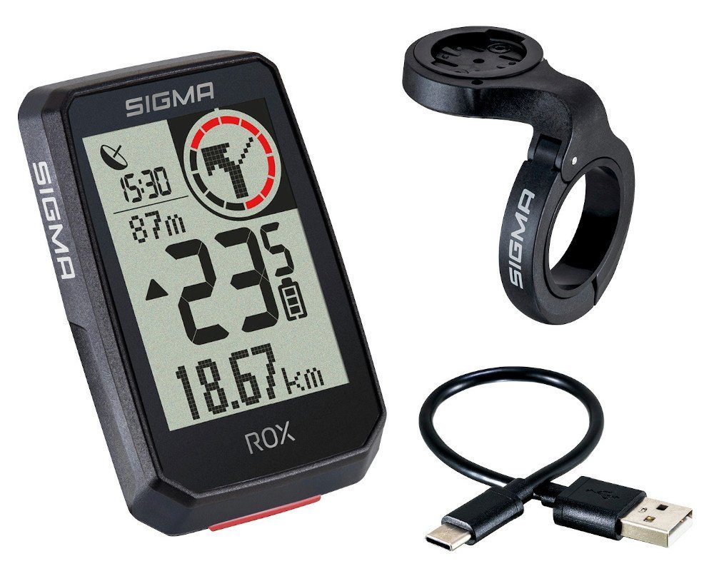 SIGMA SPORT Fahrradcomputer Rox 2.0 Top Mount GPS Bike Computer Navi Fahrradtacho Komoot schwarz | Fahrradcomputer