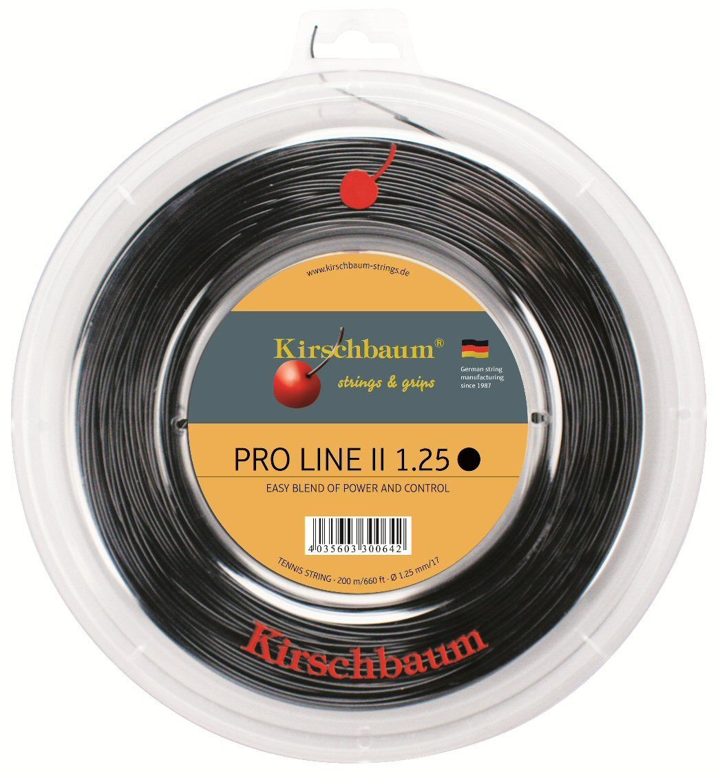 Kirschbaum Tennissaite Pro Line No II (Haltbarkeit+Kontrolle) schwarz 200m Rolle, Saitendicke: 1.30