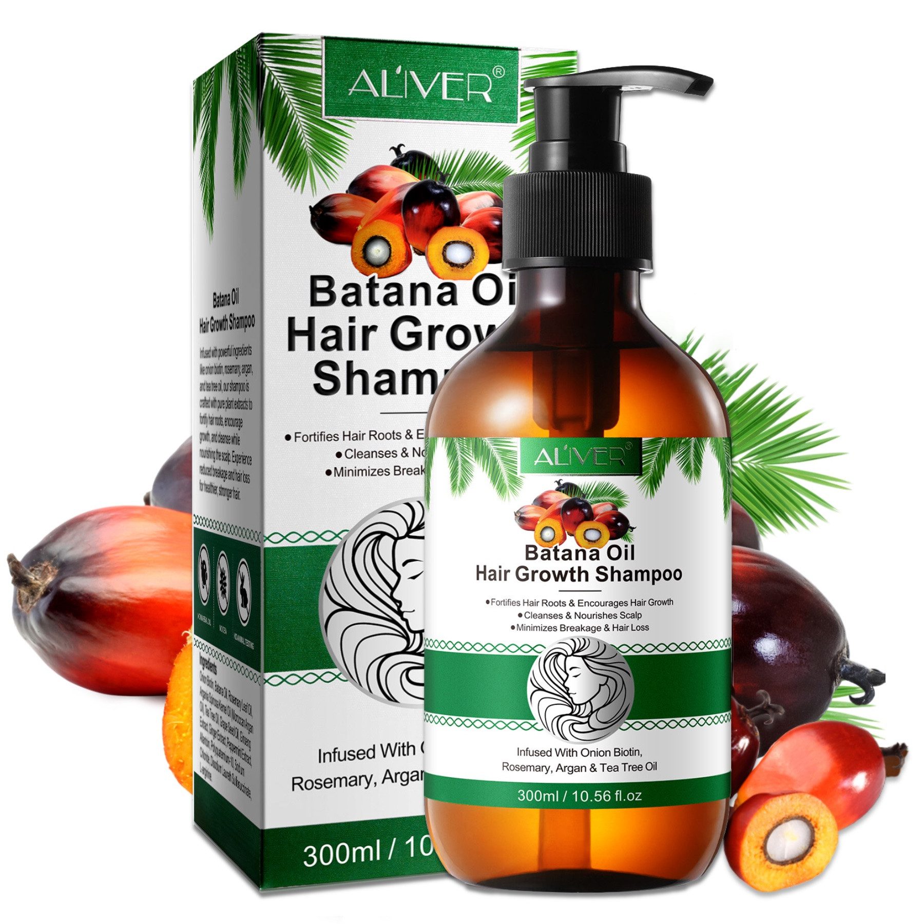 ALIVER Haarshampoo Batana mit Rosmarin Haarwachstum Kopfhaut Pflege anti Haarausfall, 1-tlg., Anti-Frizz, Entwirrend, Feuchtigkeitsspendend
