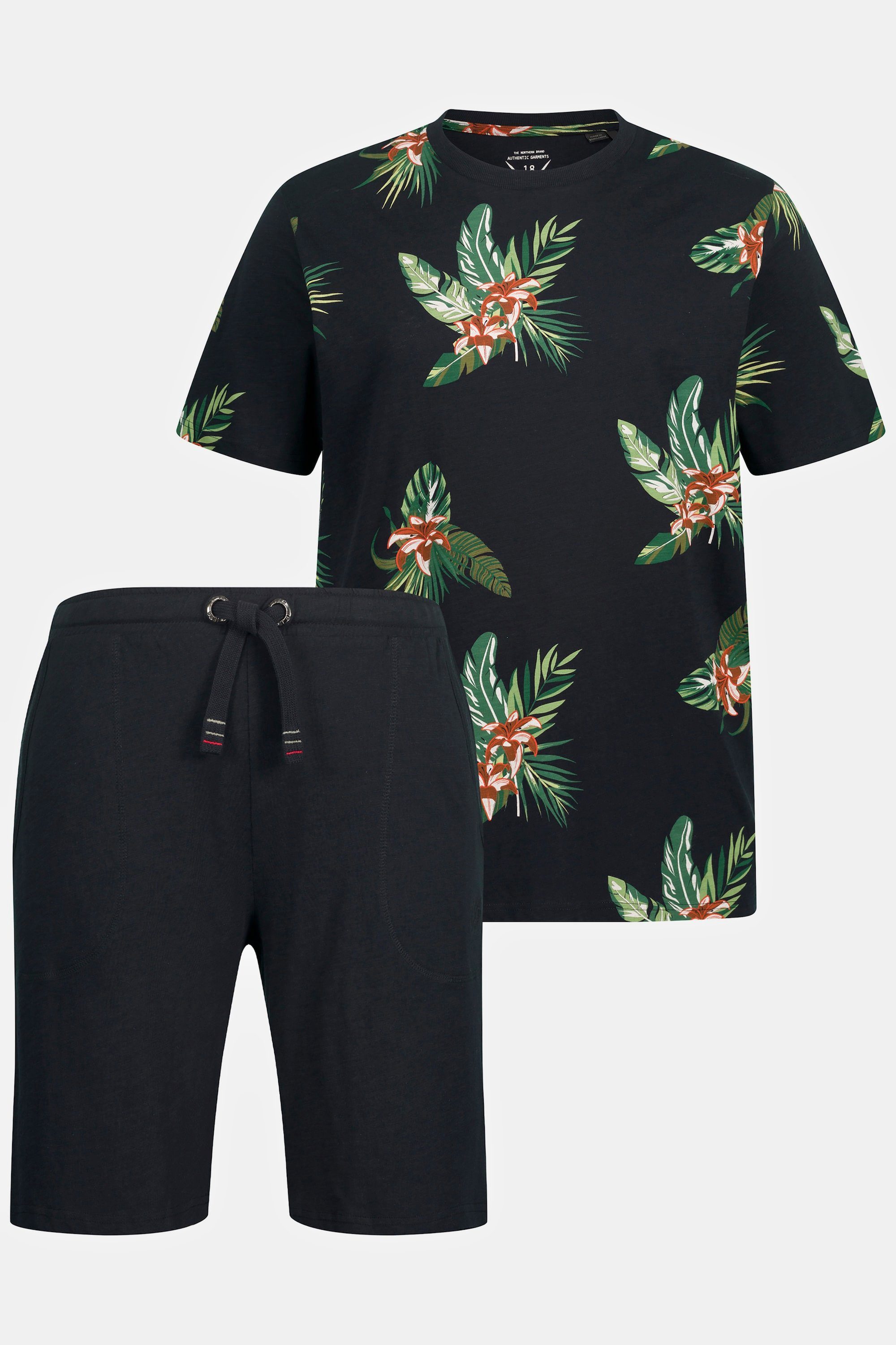 Schlafanzug 7 mit Print JP1880 Shorts bis XL Shirt Schlafanzug kurz