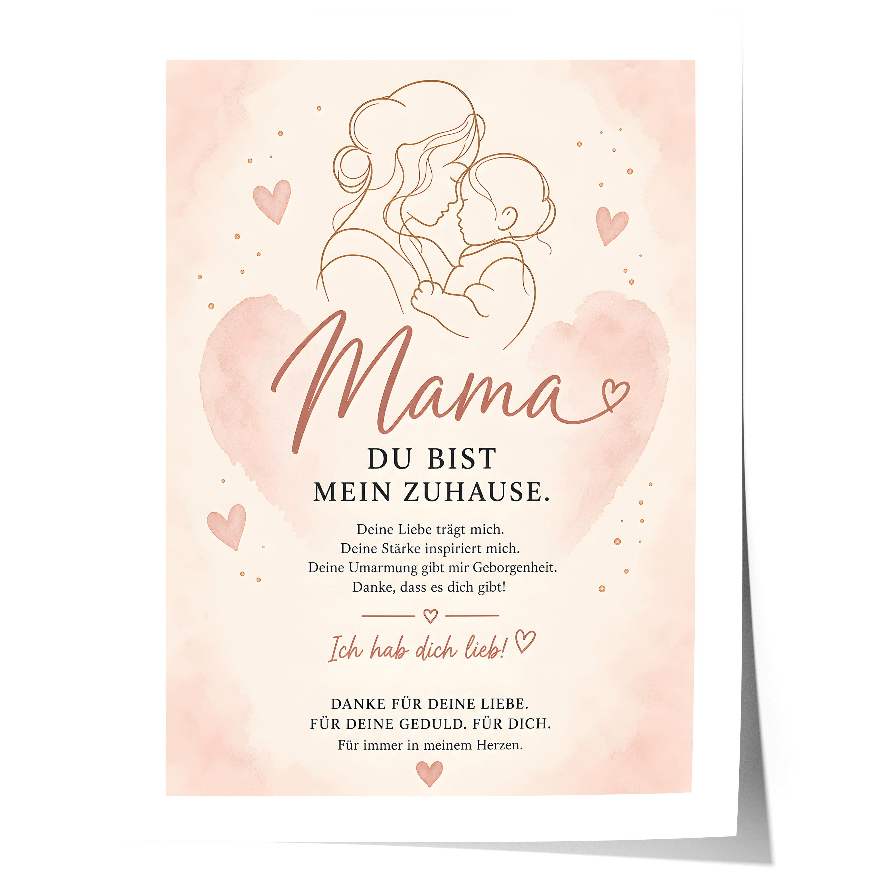 JUSTGOODMOOD Poster Muttertag Mama Kind Herz Geschenk für Mama Liebe Spruch Familie Wandde, (1 St)