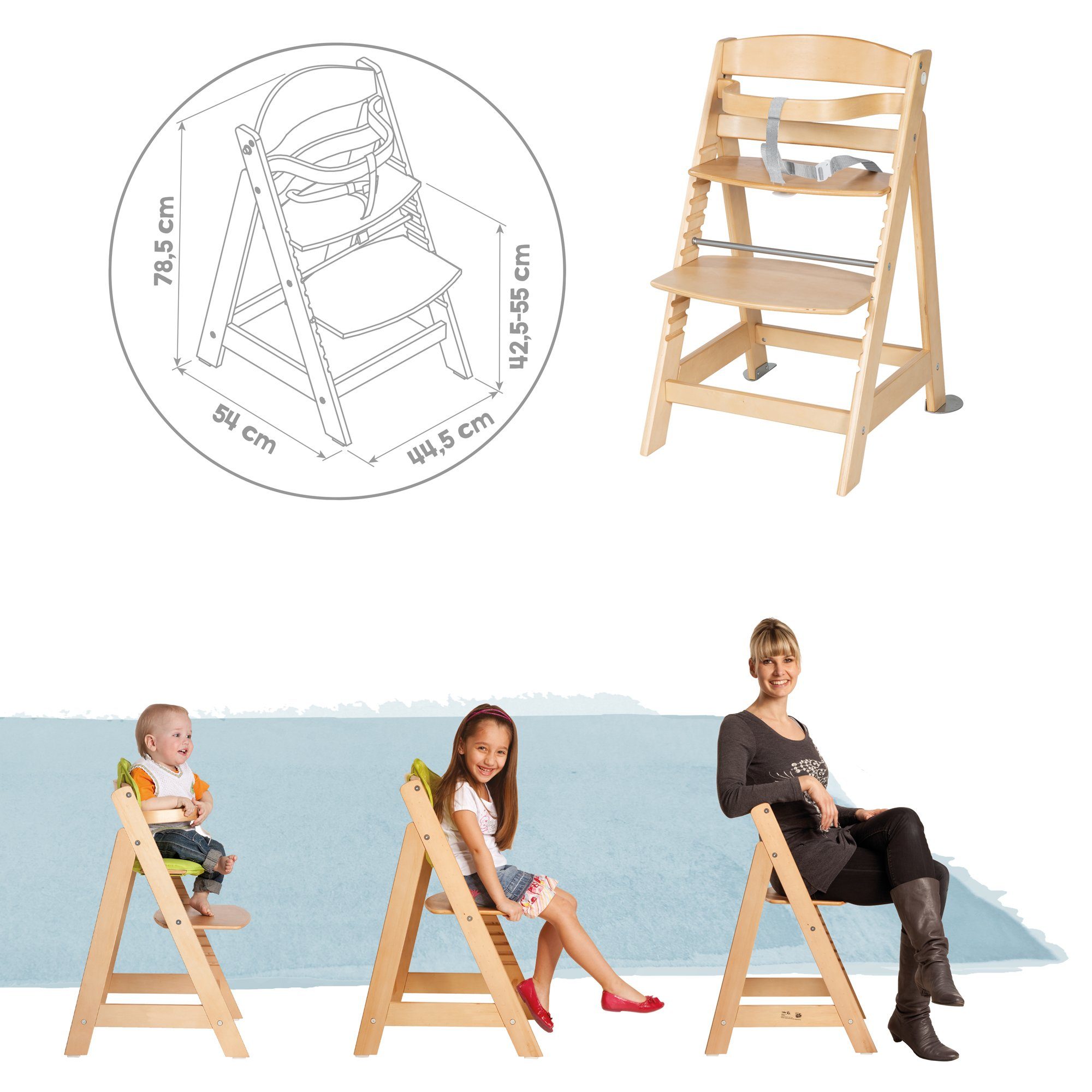 roba® Hochstuhl Born Up 2in1, Treppenhochstuhl mit Liegefunktion