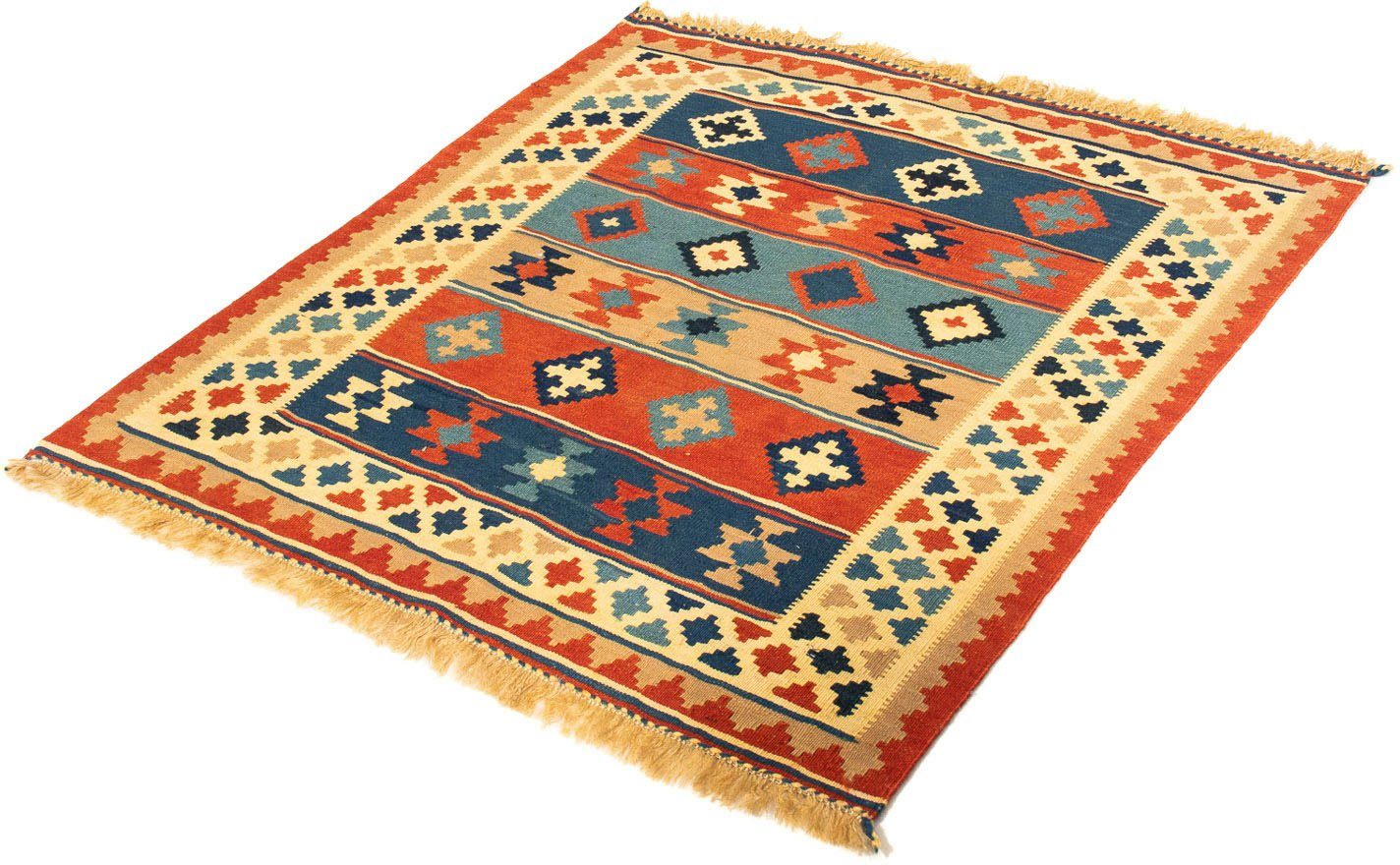 Wollteppich Kelim - Oriental quadratisch - 100 x 91 cm - mehrfarbig, morgenland, quadratisch, Höhe: 6 mm, Wohnzimmer, Einzelstück