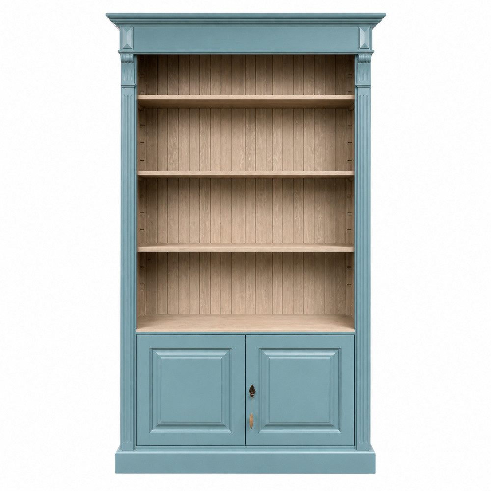 Wohnpalast Bücherregal Bücherregal mit 2 Türen und Regalfläche - Landhaus Regal hellblau