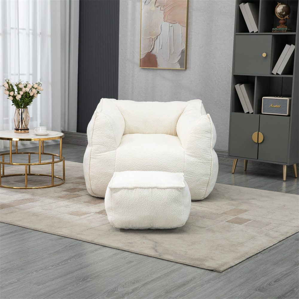 XDeer Sessel Bequemer Boucle Sitzsack Stuhl für Erwachsene und Kinder, Indoor Super weiches faules Sofa mit Memory Schwamm Füllung