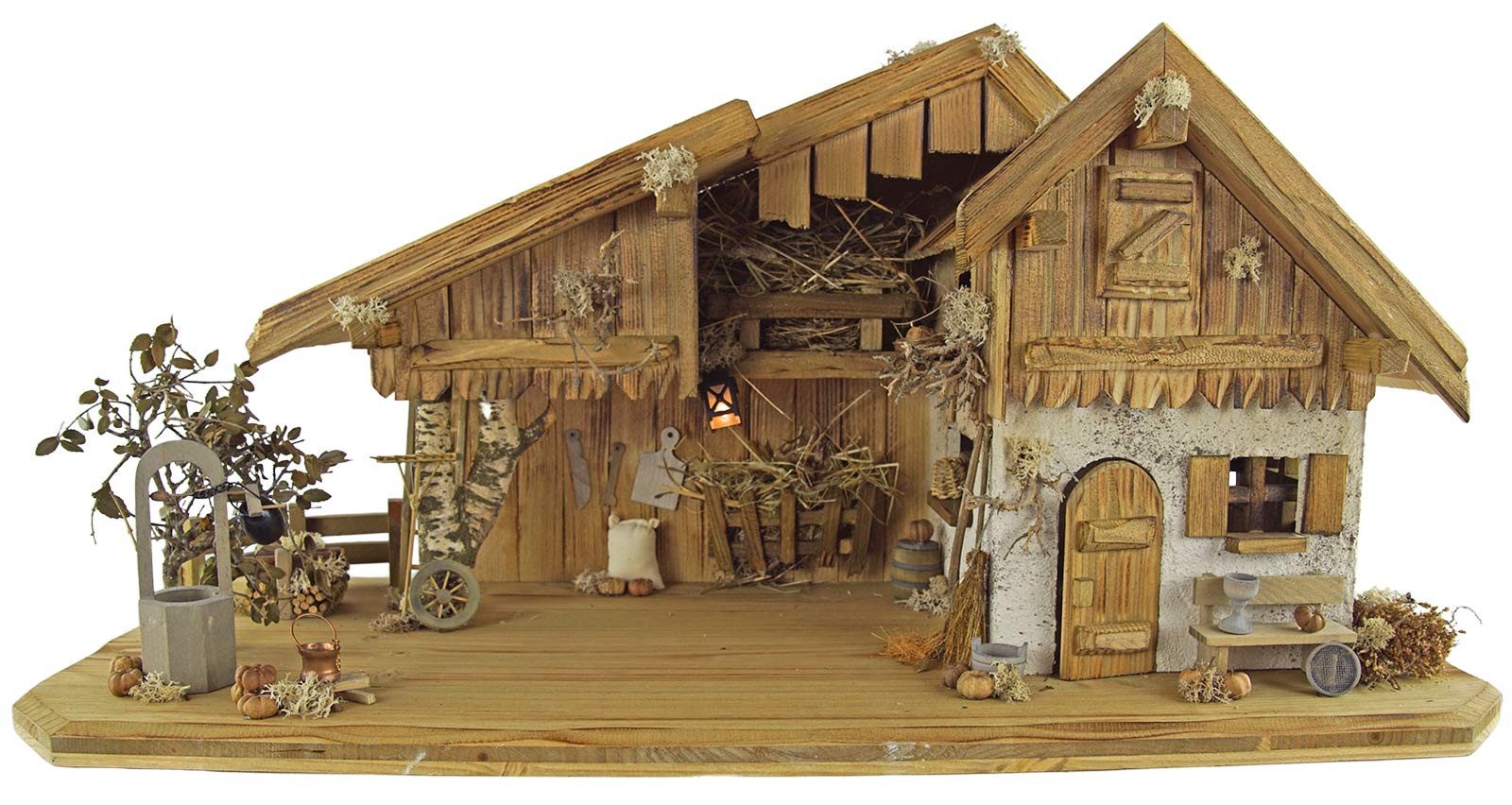 Krippenursel Krippe Weihnachtskrippe Großglockner inkl. 12-tlg. Figurensatz K 001 (1-tlg), wunderschön handbemalte Figuren im klassischem Stil