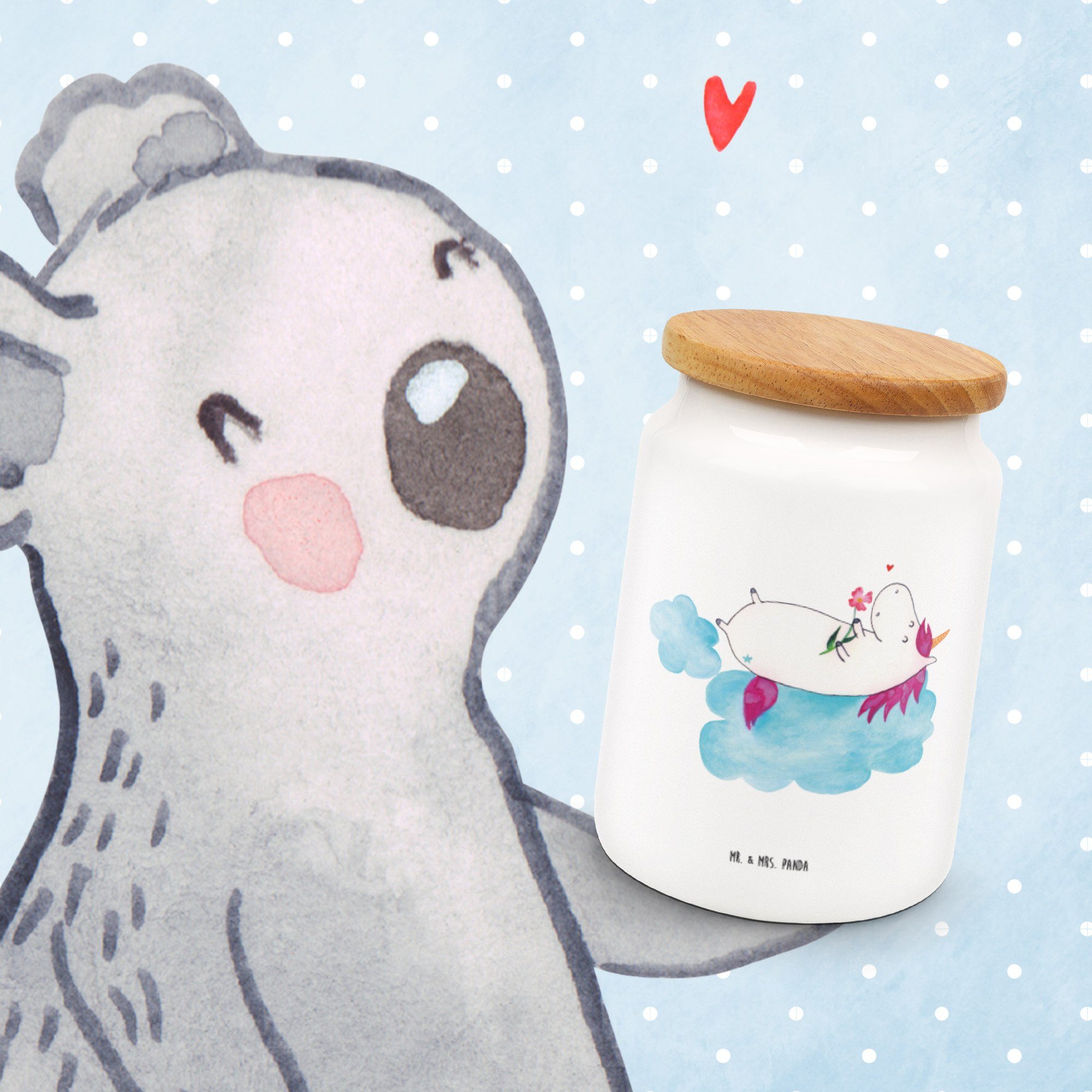 Mr. & - Panda L, Mrs. Wolke Einhorn Weiß Keramik, - Pegasus, verliebt Geschenk, auf (1-tlg) Vorratsdose Vorratsdose
