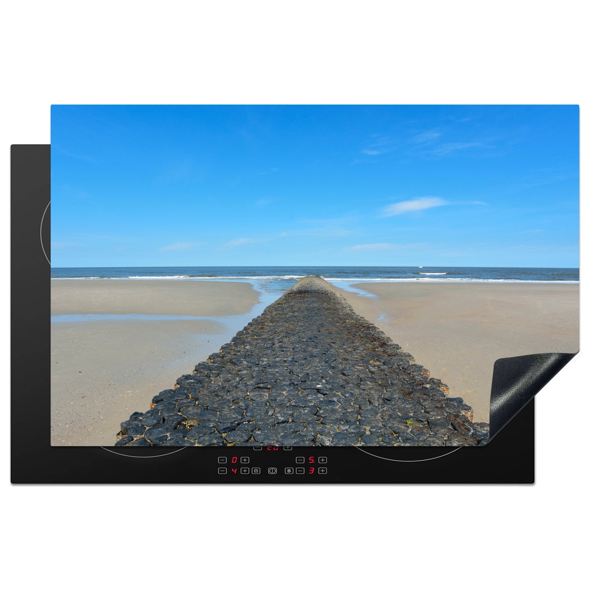 MuchoWow Herdblende-/Abdeckplatte Strand die (1 küche, Ceranfeldabdeckung - 81x52 cm, Schutz Induktionskochfeld für Vinyl, Wasser, tlg), - Nordsee
