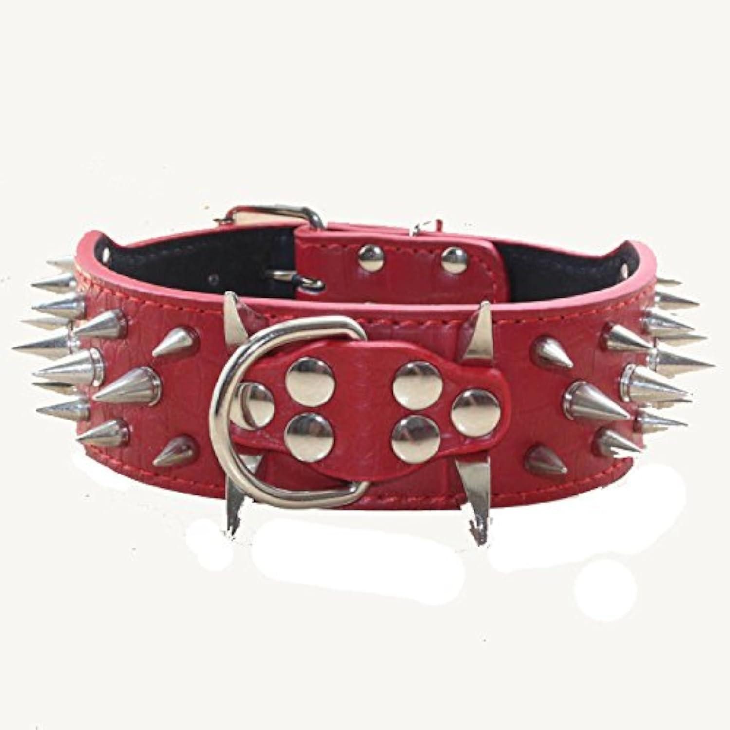 LuxusKollektion Hunde-Halsband Hundehalsband Spitzen Rot L in Lederoptik, Kunststoff
