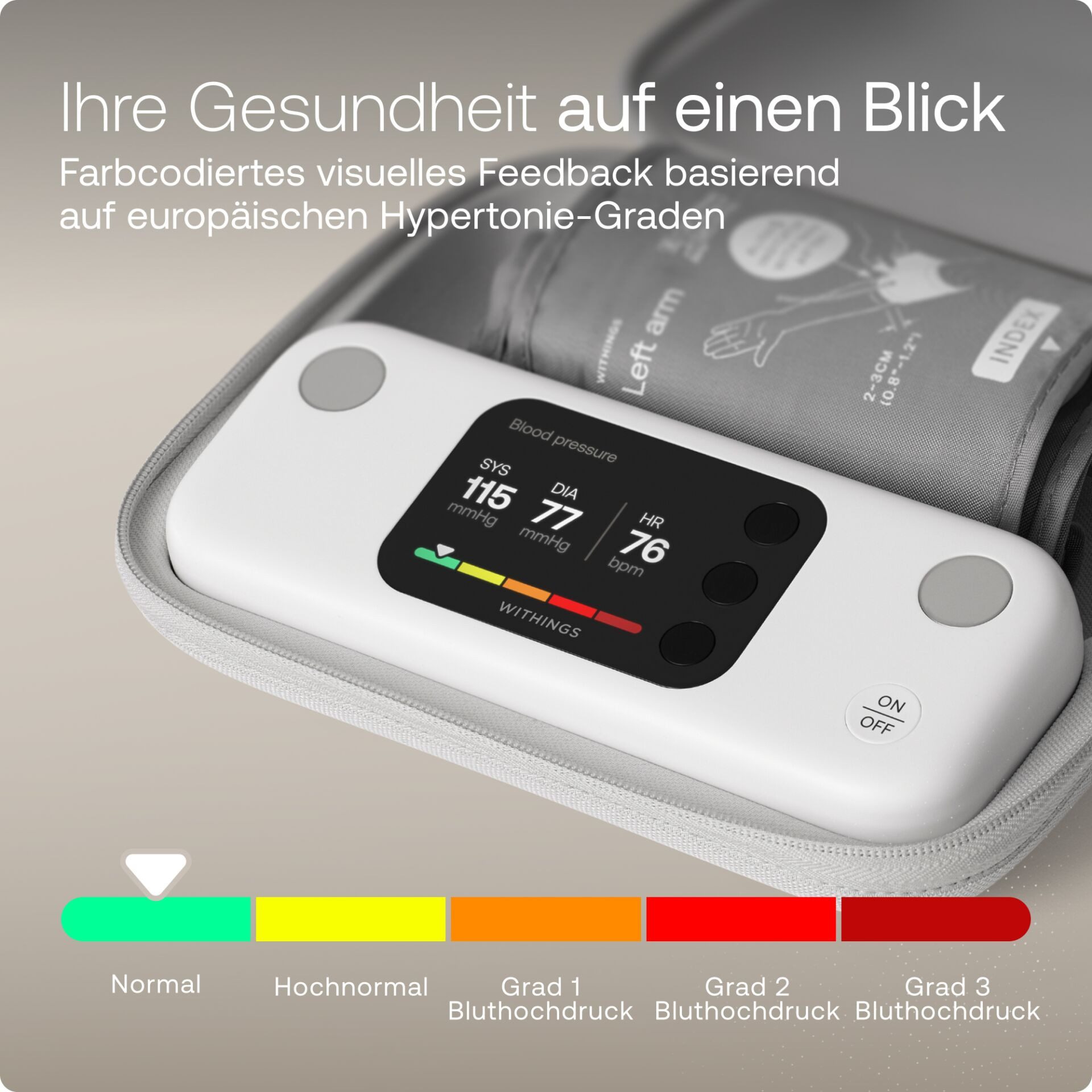 Withings Oberarm-Blutdruckmessgerät BPM Vision mit EKG, WLAN & Farbdisplay, Automatische Messung, Speicher für mehrere Nutzer, App-Integration