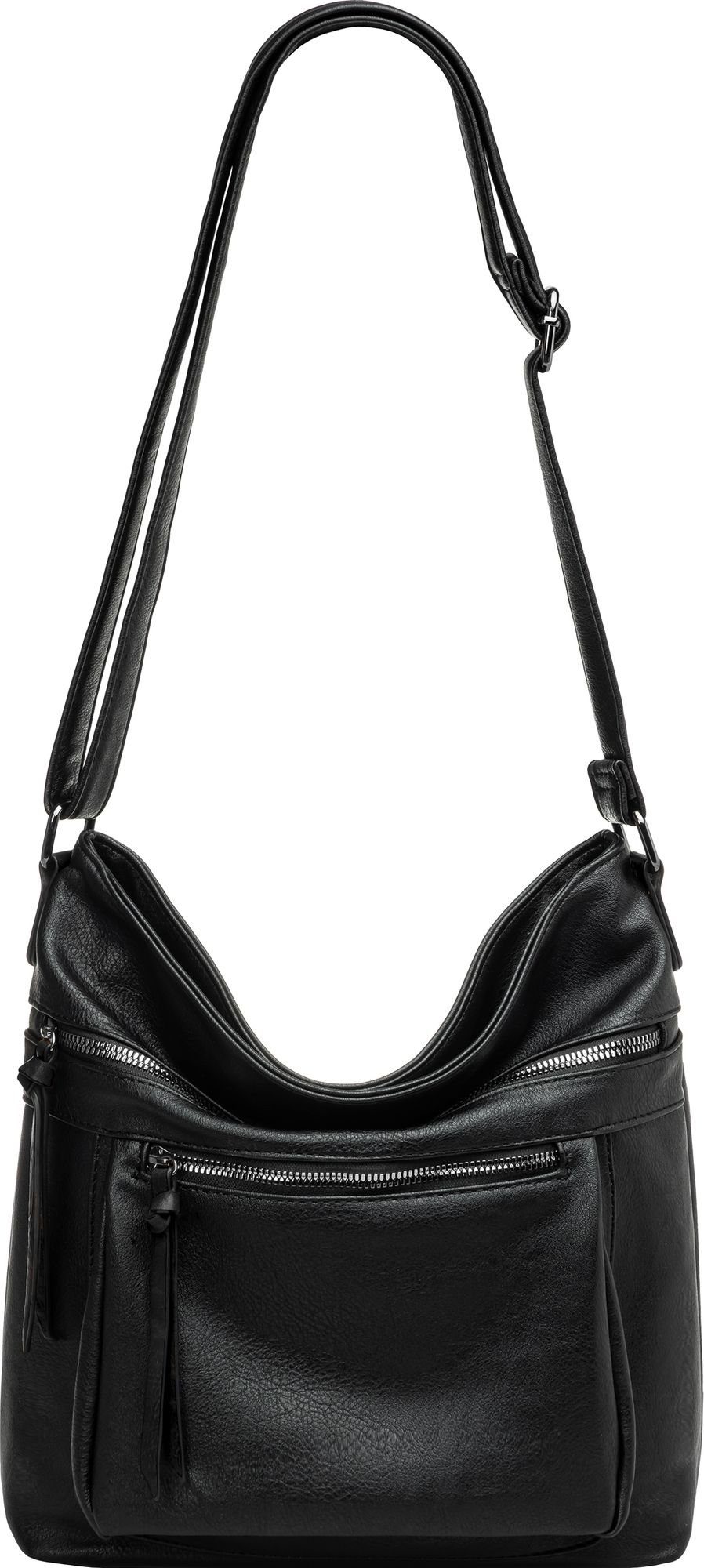 Caspar Umhängetasche TS1070 sportlich elegante mittelgroße Damen Crossbody Bag Umhängetasche schwarz