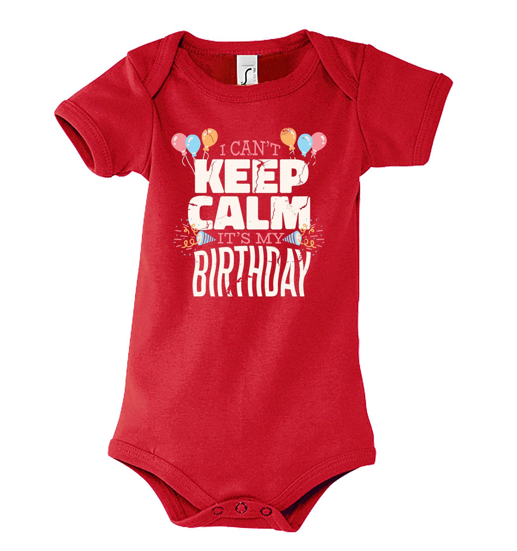 Youth Designz Strampler "Keep It´s Baby Kurzarm Strampler Frontprint mit Calm, Body Birthday" My lustigem Rot