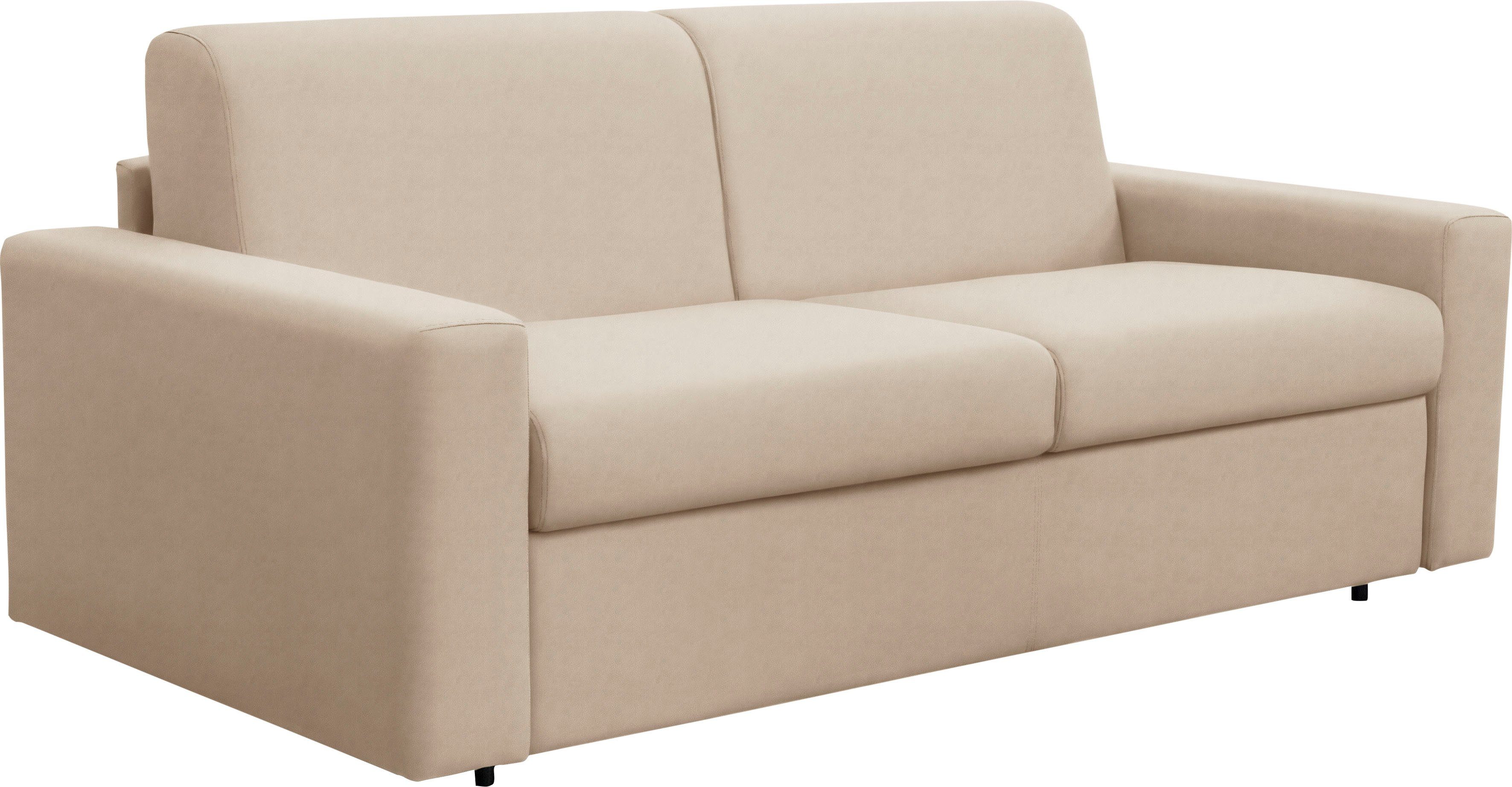 Nias Italia Schlafsofa Bari, und inklusive Liegefläche 140/208 Bettunterbau, Matratze klappbaren beige cm