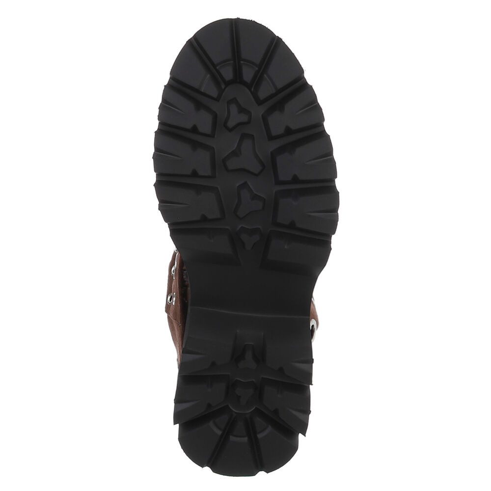 Ital-Design Modische Damenstiefel mit Ösen und robustem Absatz Plateaustiefel (90756025) Blockabsatz Stiefel in Braun – Bild 3 von 5