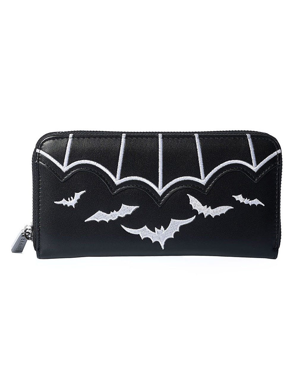 Banned Geldbörse Salem Weiß Fledermäuse, Bestickte Fledermäuse Gothic