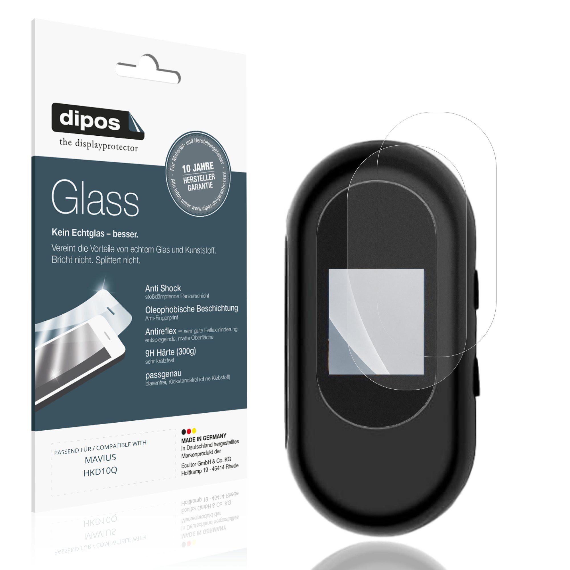 dipos Displayschutzfolie Schutzfolie für MAVIUS HKD10Q, 2 Stück, Displayschutz Schutz Folie Made in Germany