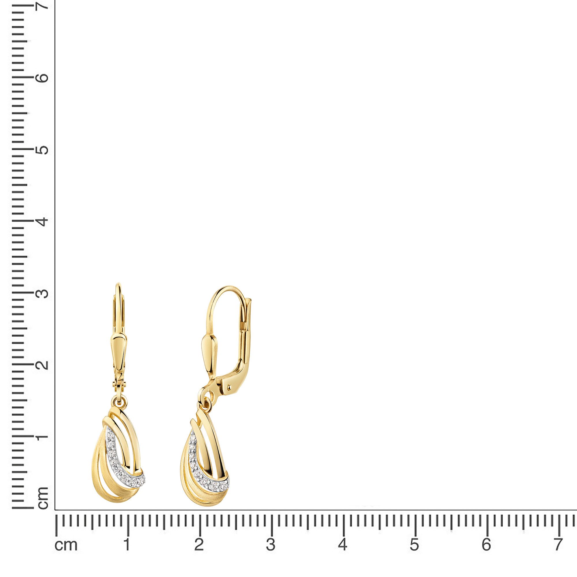 Firetti Paar Ohrhänger Schmuck Geschenk Gold 333 Ohrschmuck Ohrringe Welle bicolor, mit Zirkonia (synth) – Bild 2 von 2