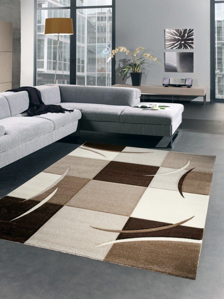 Carpetia Teppich Designer Teppich Wohnzimmerteppich braun beige creme mocca günstig online kaufen