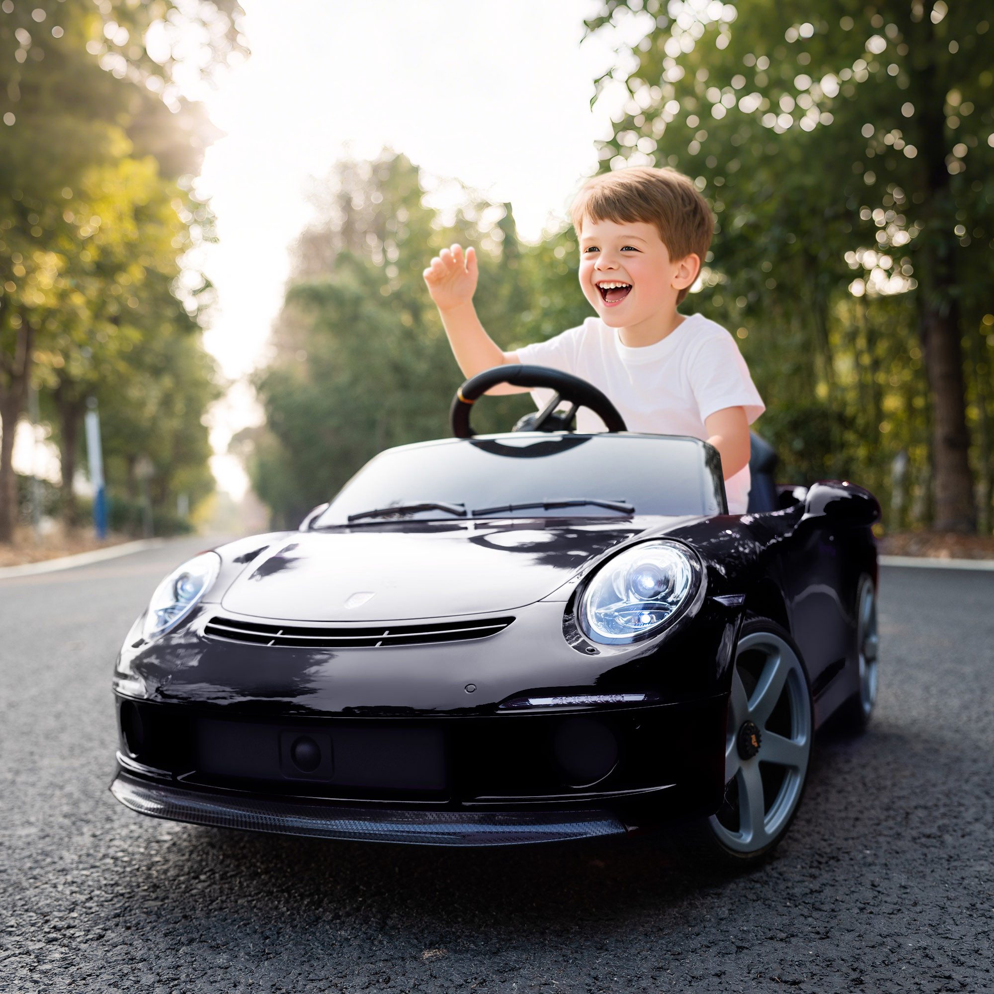 AIYAPLAY Elektro-Kinderauto 12V Kinderauto mit Fernbedienung, Belastbarkeit 30 kg, (1-tlg), für 3-5 Jahre Kinder, Schwarz