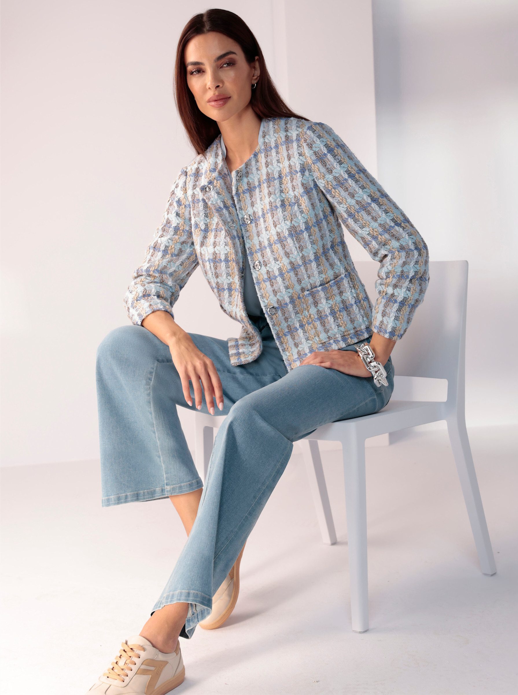 heine Blusenblazer Bouclé-Blazer Langarm