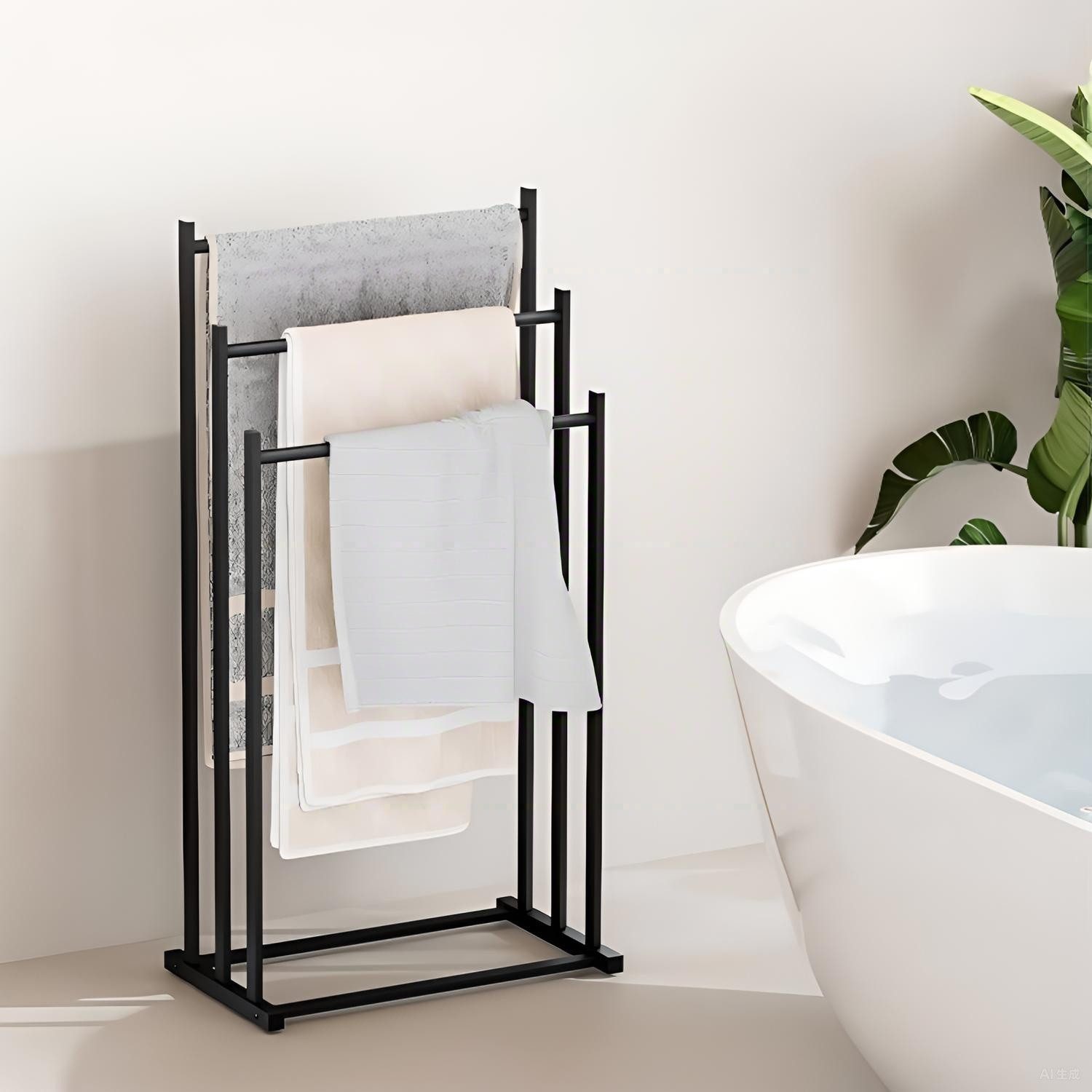 Wäscheständer Wäscheständer mit 3 Stangen aus Metall, Handtuchhalter, Beweglich