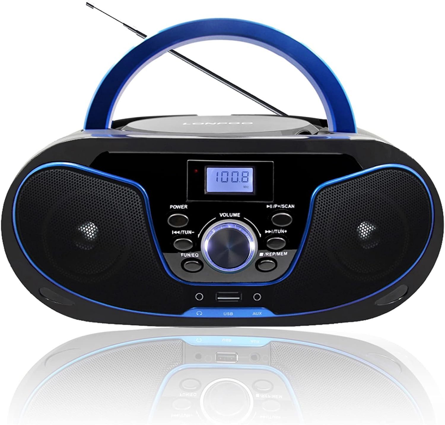 LONPOO Boombox Bluetooth - mit UKW Radio, USB Eingang CD-Player