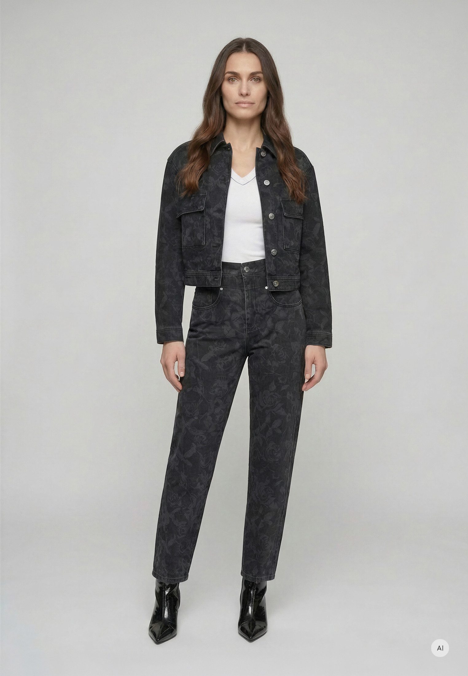 MARC AUREL Jeansjacke mit Rosenprint