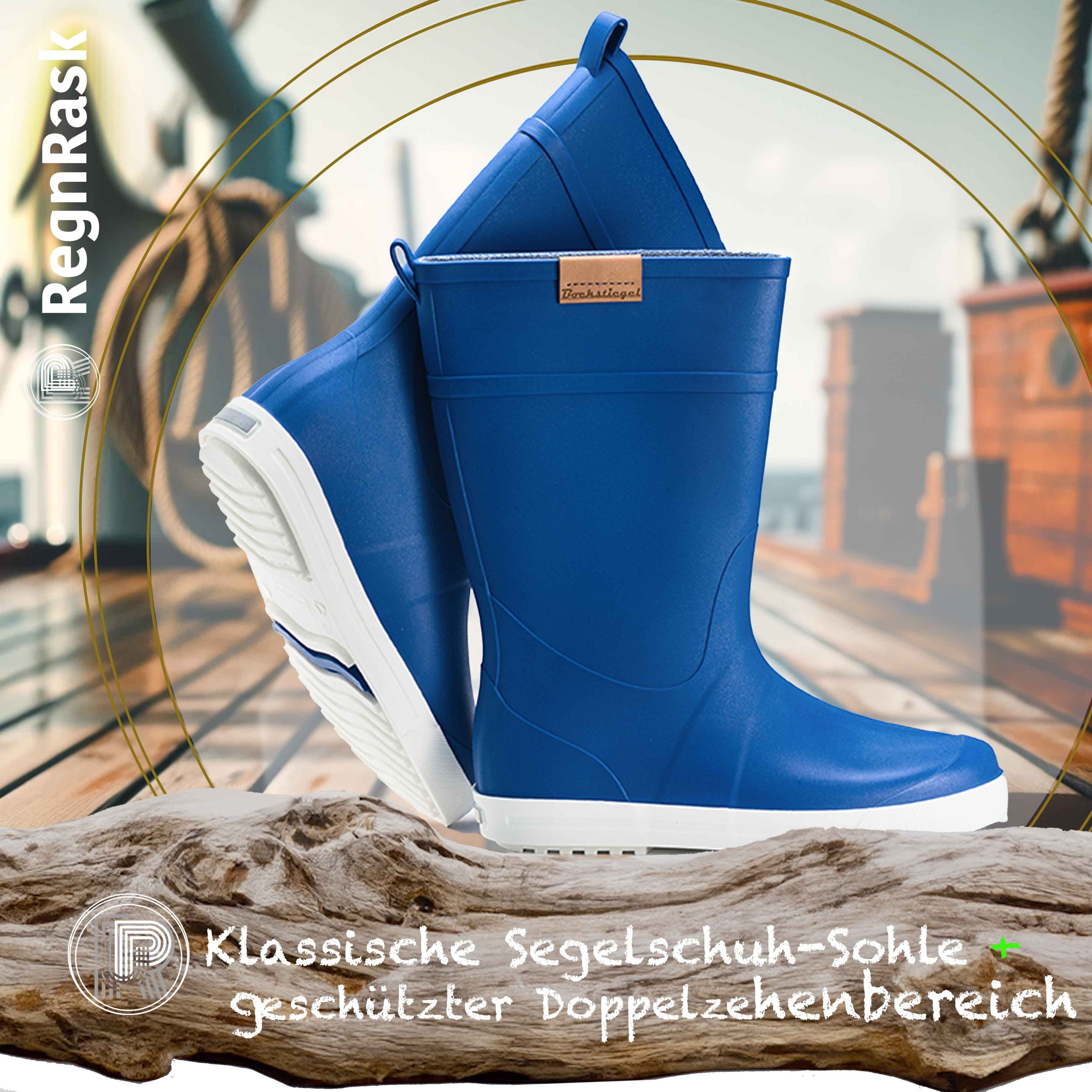 Ultrapower REGNRASK Damen Schlupfstiefel Kontrastsohle 39 Blau-Weiß Gummistiefel Gartenstiefel Matschstiefel Festivalstiefel