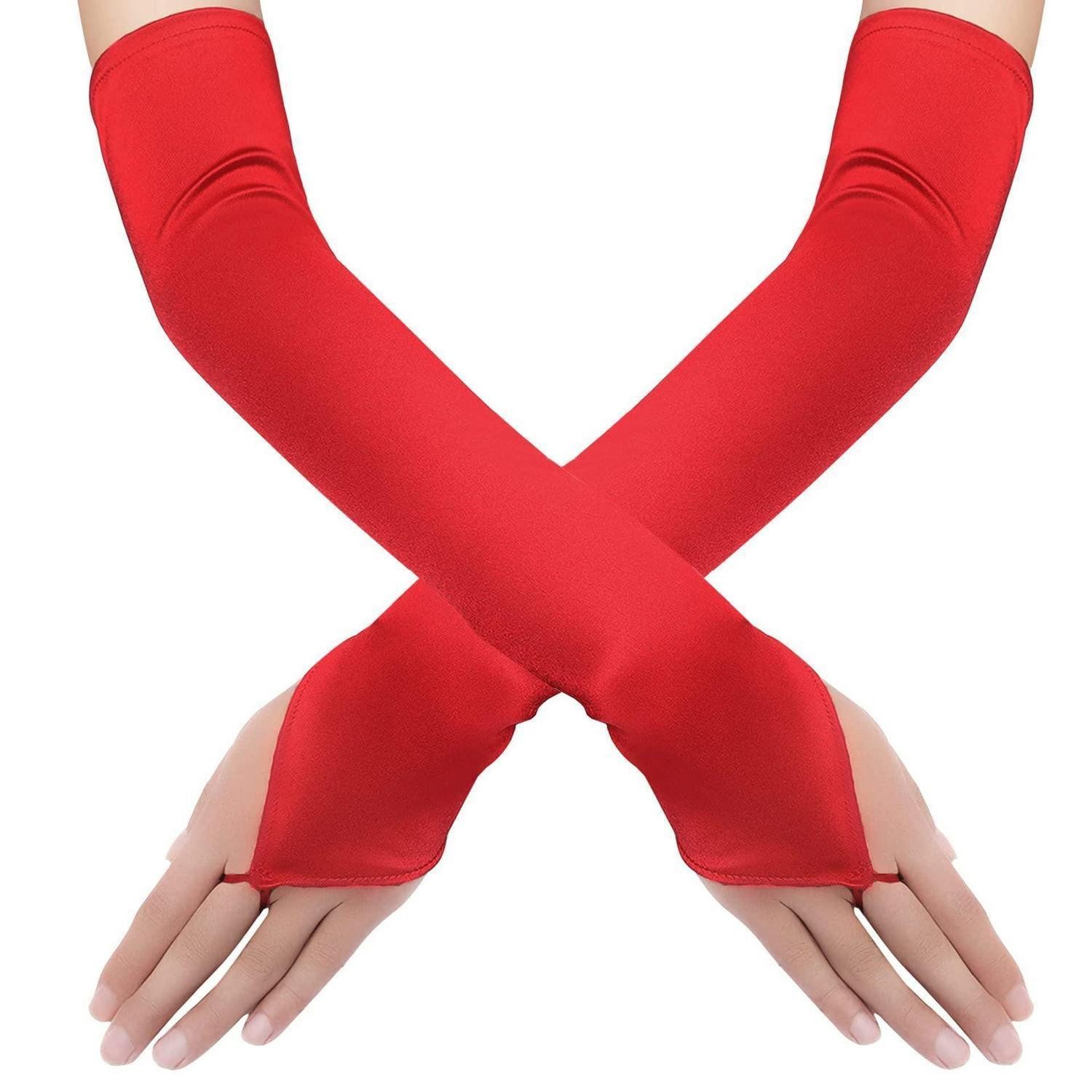 LuxusKollektion Abendhandschuhe Fingerlose Opera Handschuhe Rot (1-St)