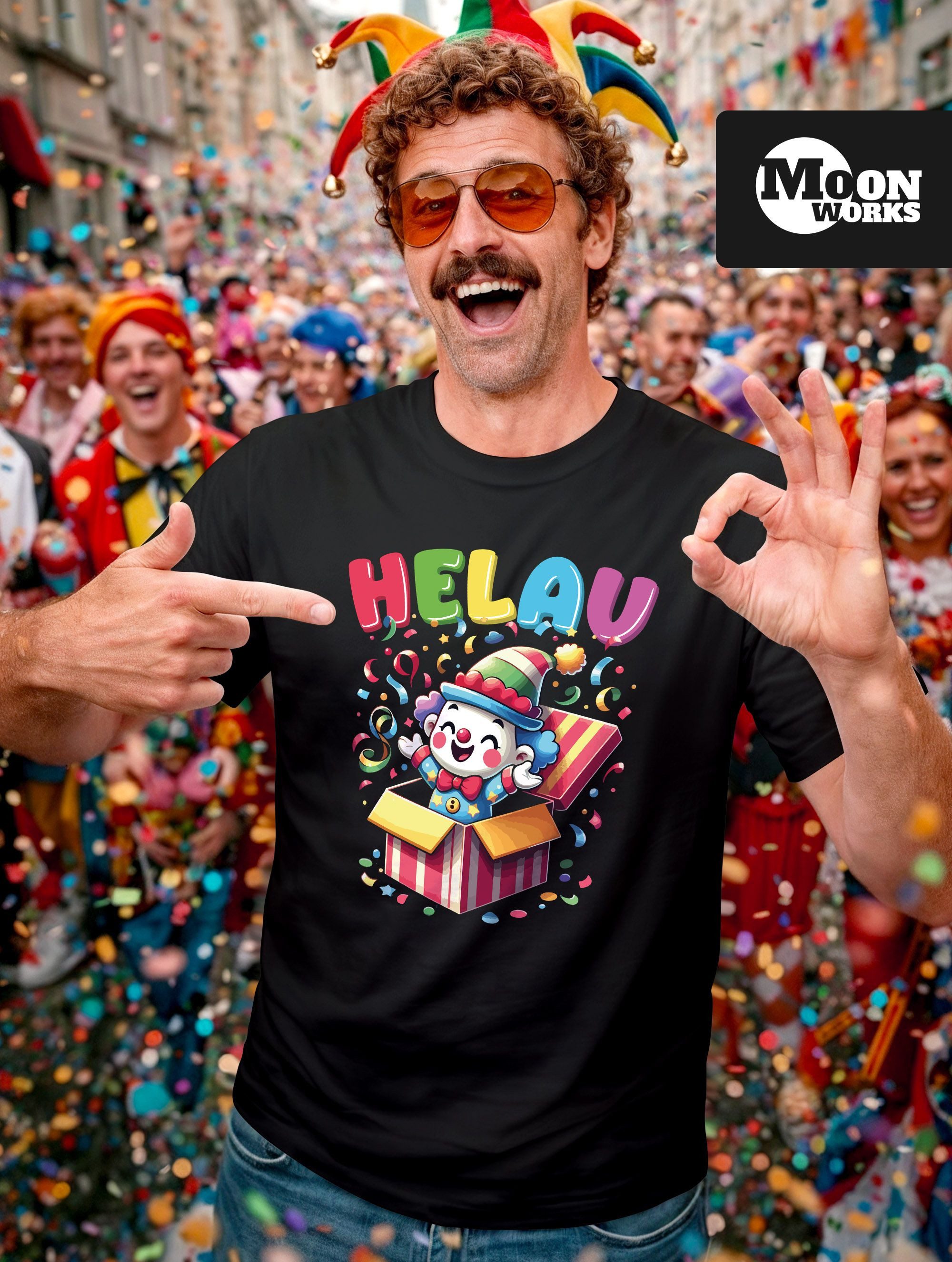 MoonWorks Print-Shirt Herren T-Shirt Fasching Karneval Clown Alaaf Helau Ve günstig online kaufen